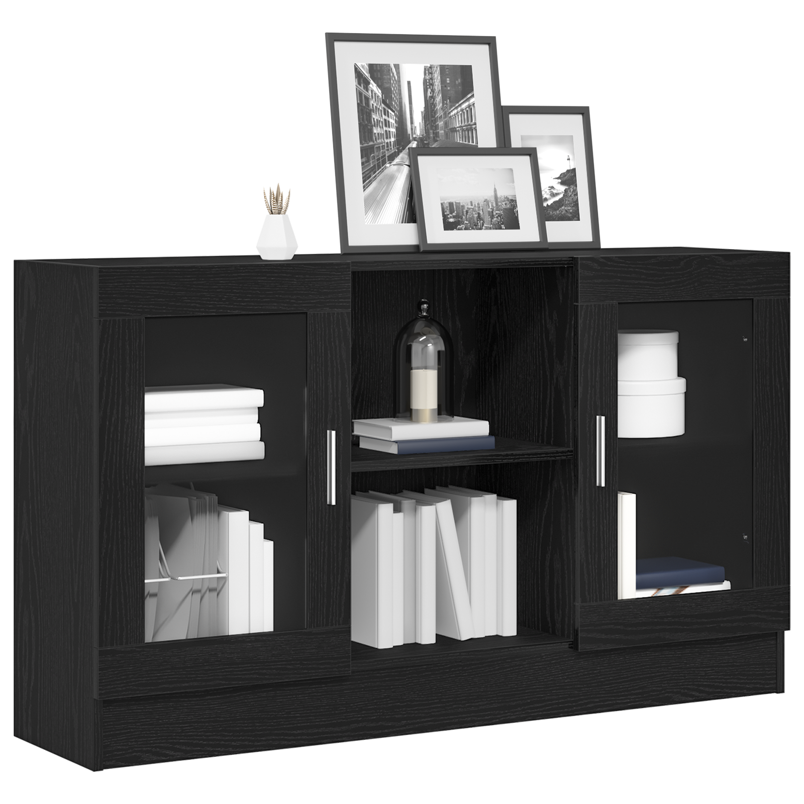 Thumbnail - vidaXL Sideboard Schwarz Eiche 120x30,5x70 cm Holzwerkstoff