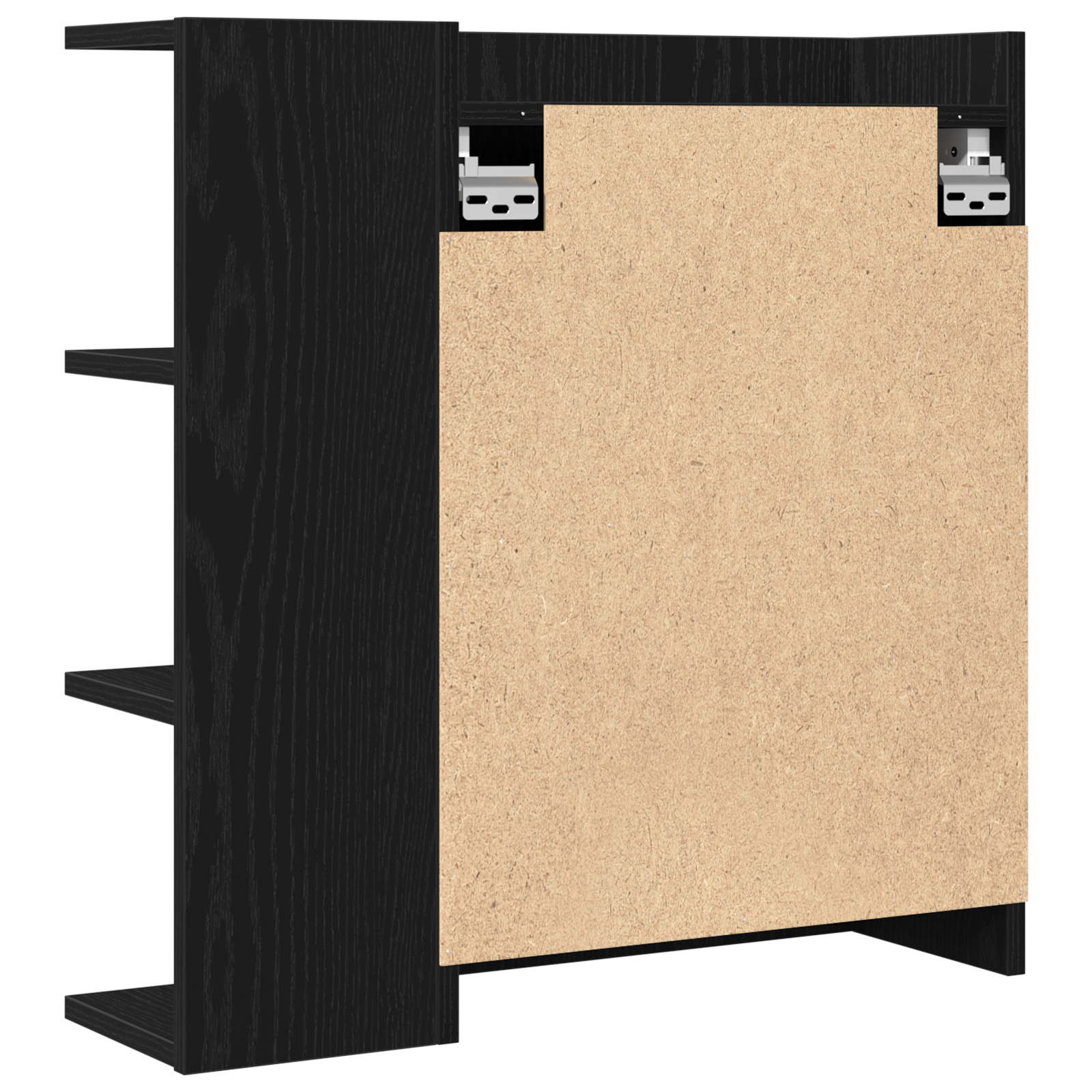 Black Oak Bathroom Mirror Cabinet - 62.5 x 20.5 x 64 cm - Made of Engineered Wood - Image 6