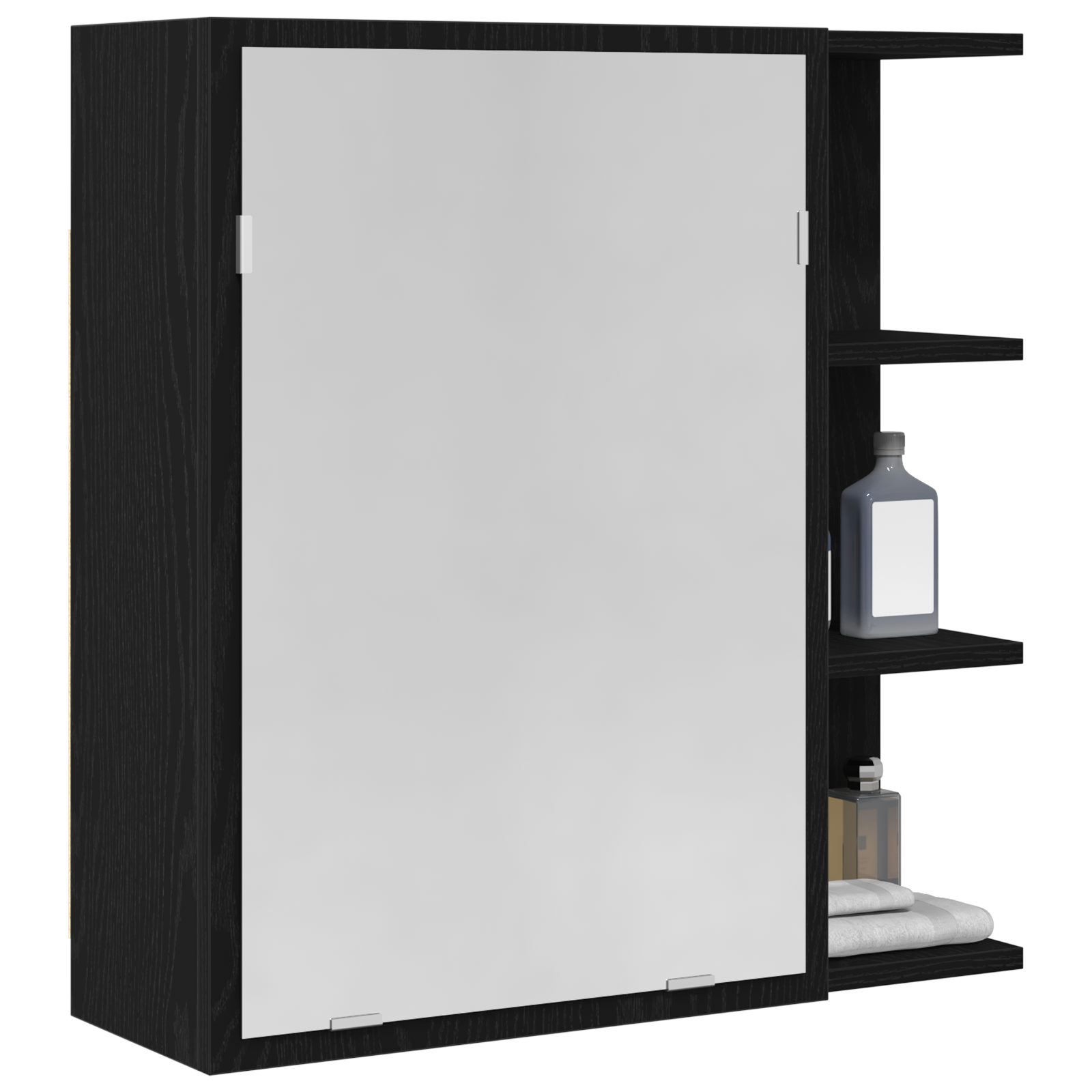 Black Oak Bathroom Mirror Cabinet - 62.5 x 20.5 x 64 cm - Made of Engineered Wood - Image 3