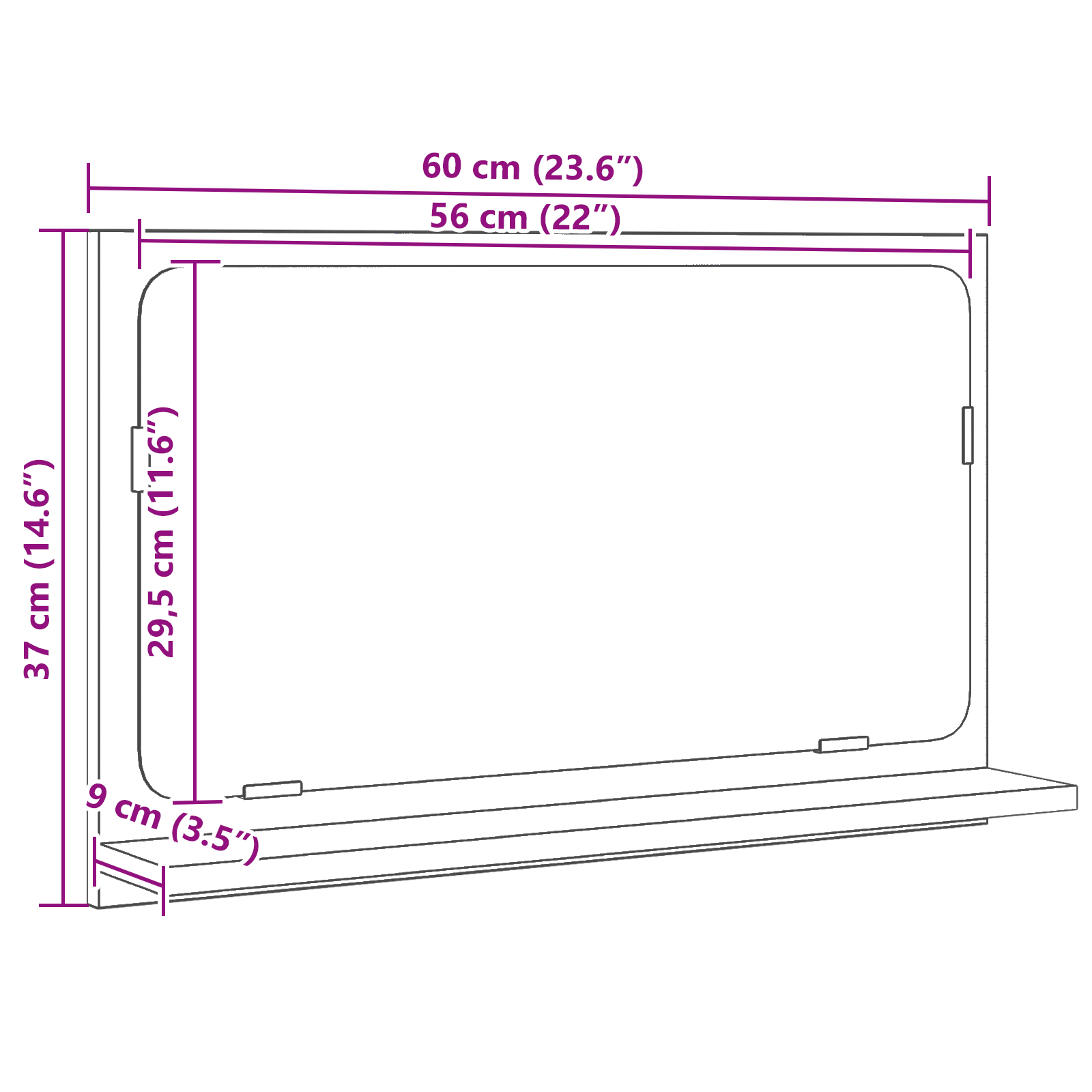 Bathroom Mirror in Black Oak, 60x10.5x37 cm, Made of Engineered Wood - Image 10