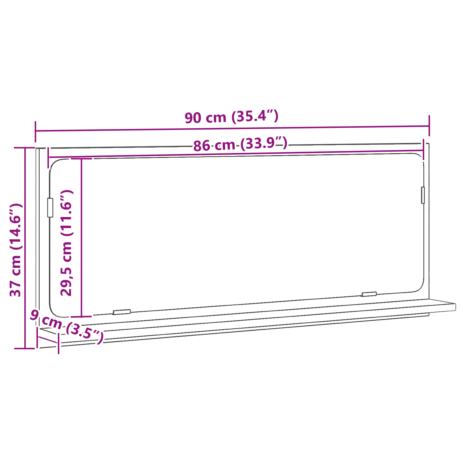 Bathroom Mirror Old Wood 90x10.5x37 cm Engineered Wood - Image 10