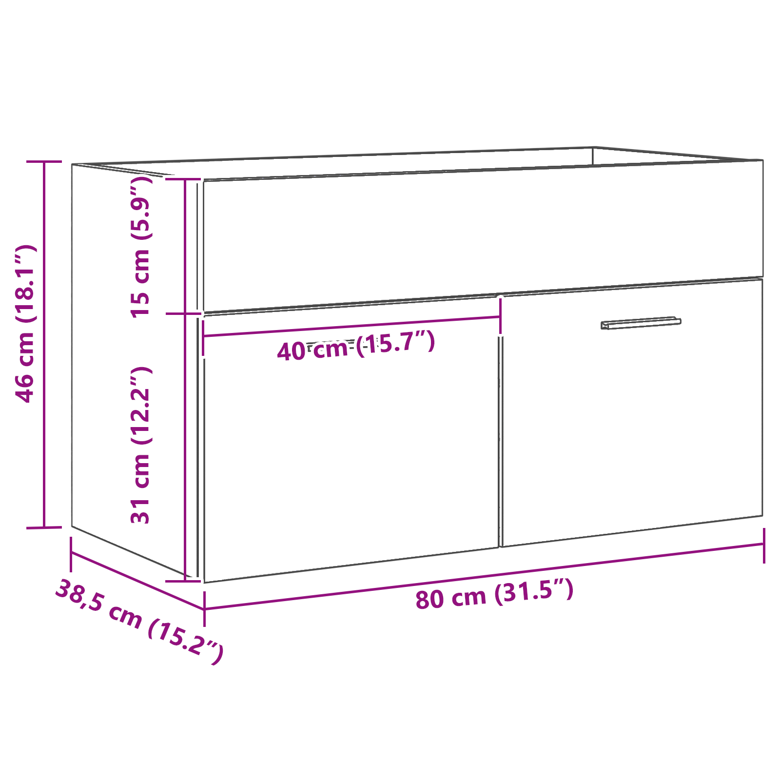 Black Oak Bathroom Sink Cabinet - 80x38.5x46 cm, Made from Engineered Wood - Image 11