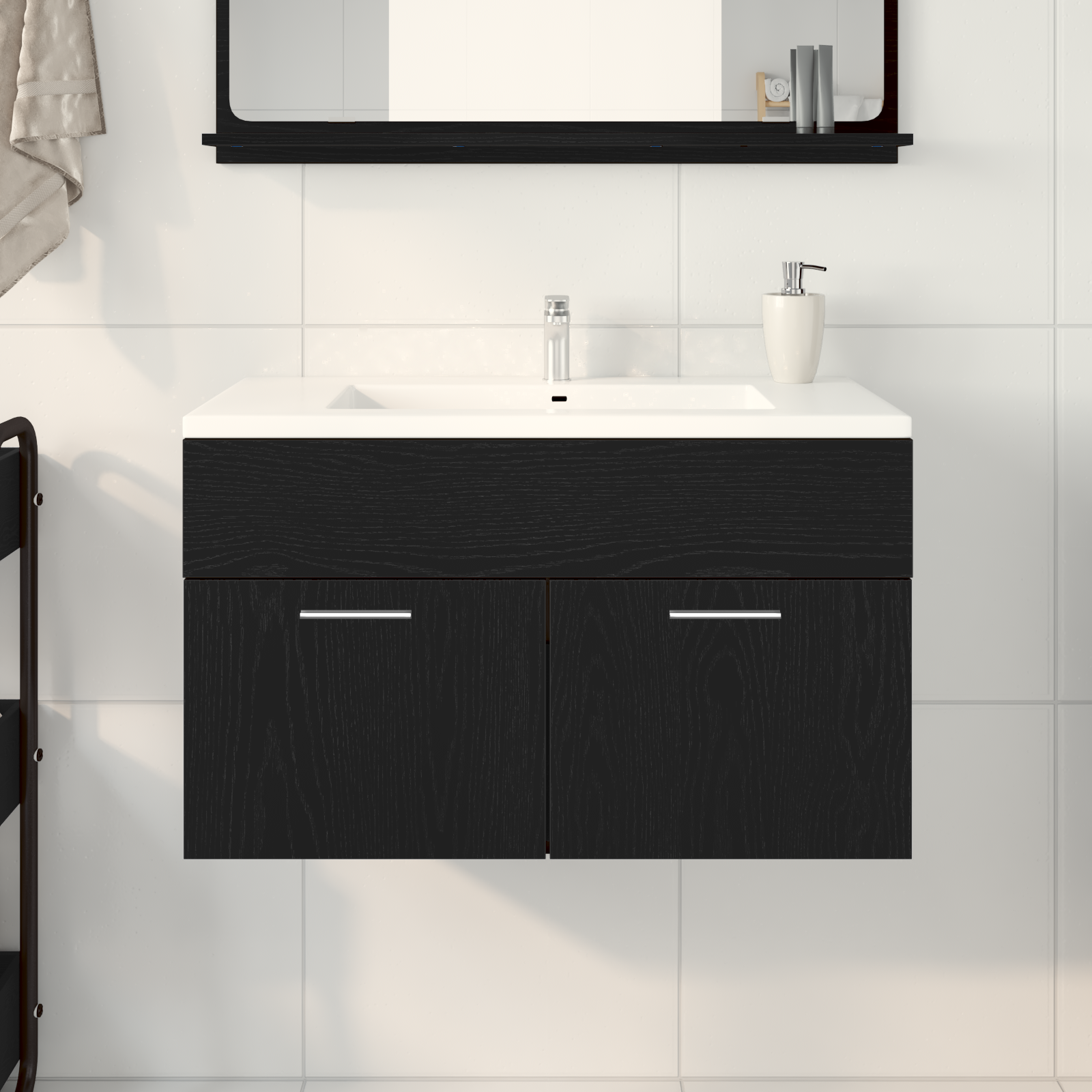 Bathroom Sink Cabinet Black Oak 90x38,5x46 cm Engineered Wood - Image 4