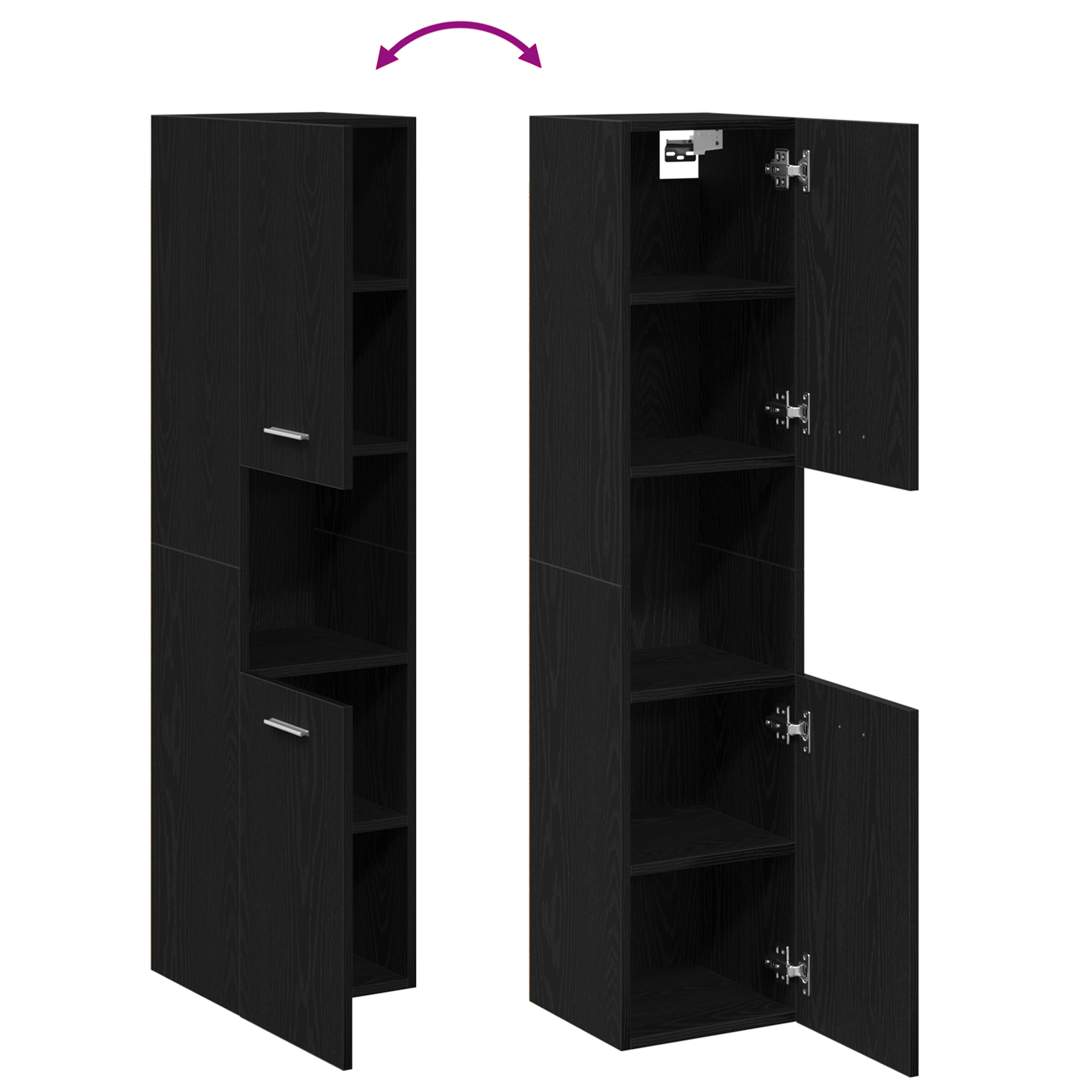 Black Oak Bathroom Wall Cabinet, 30x30x130 cm, Made from Engineered Wood - Image 11