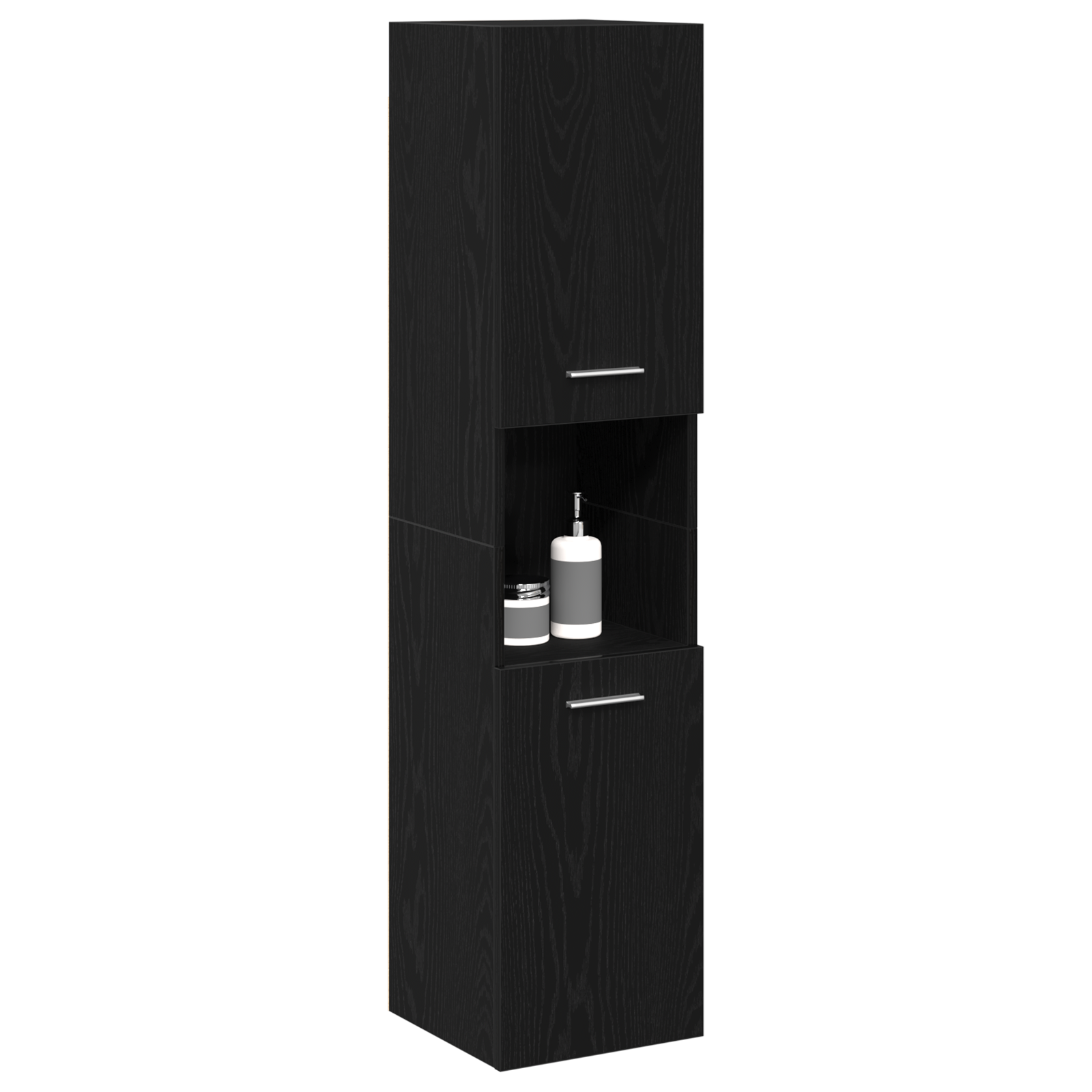Black Oak Bathroom Wall Cabinet, 30x30x130 cm, Made from Engineered Wood - Image 3