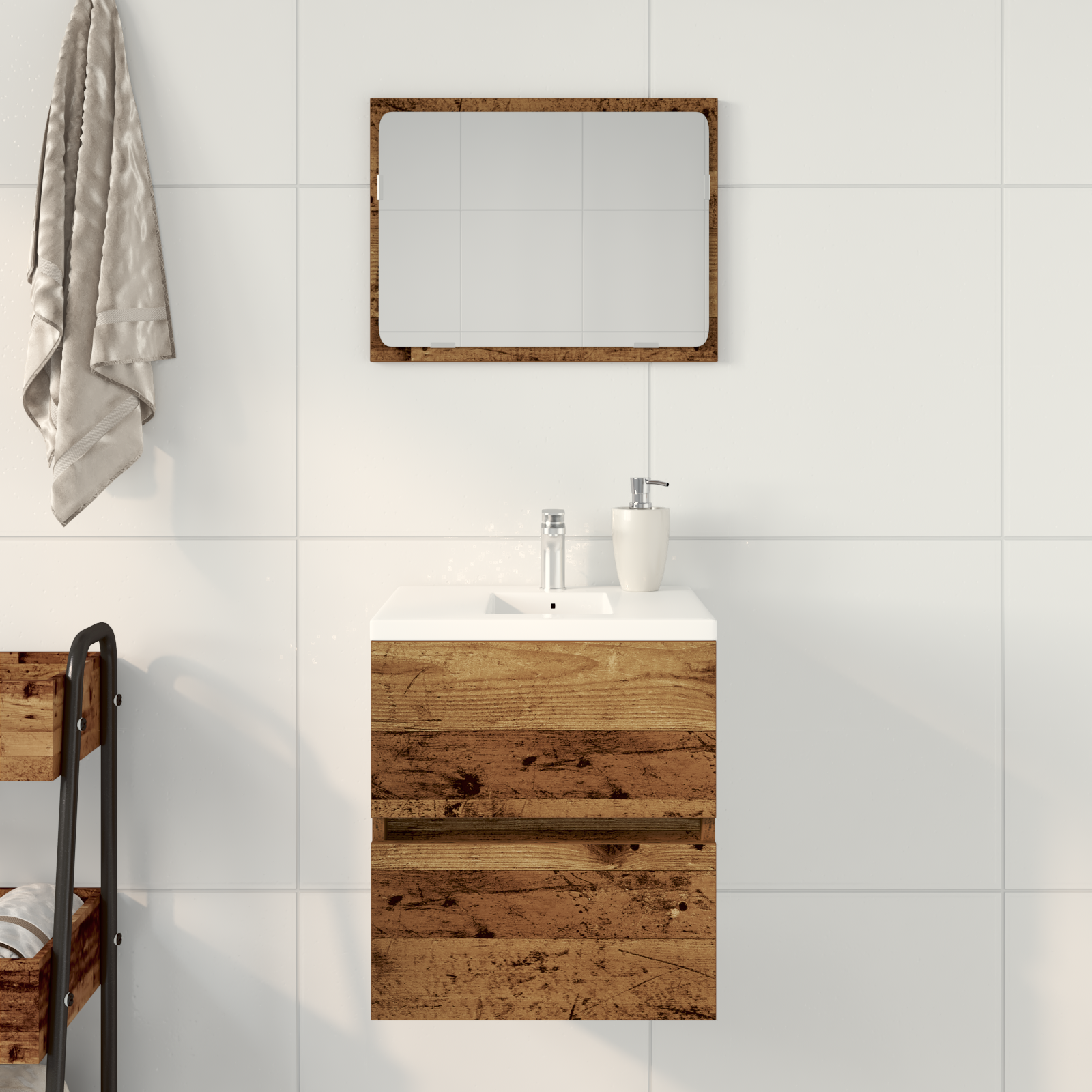 Bathroom Sink Cabinet Old Wood 41x38.5x45 cm Engineered Wood - Image 4