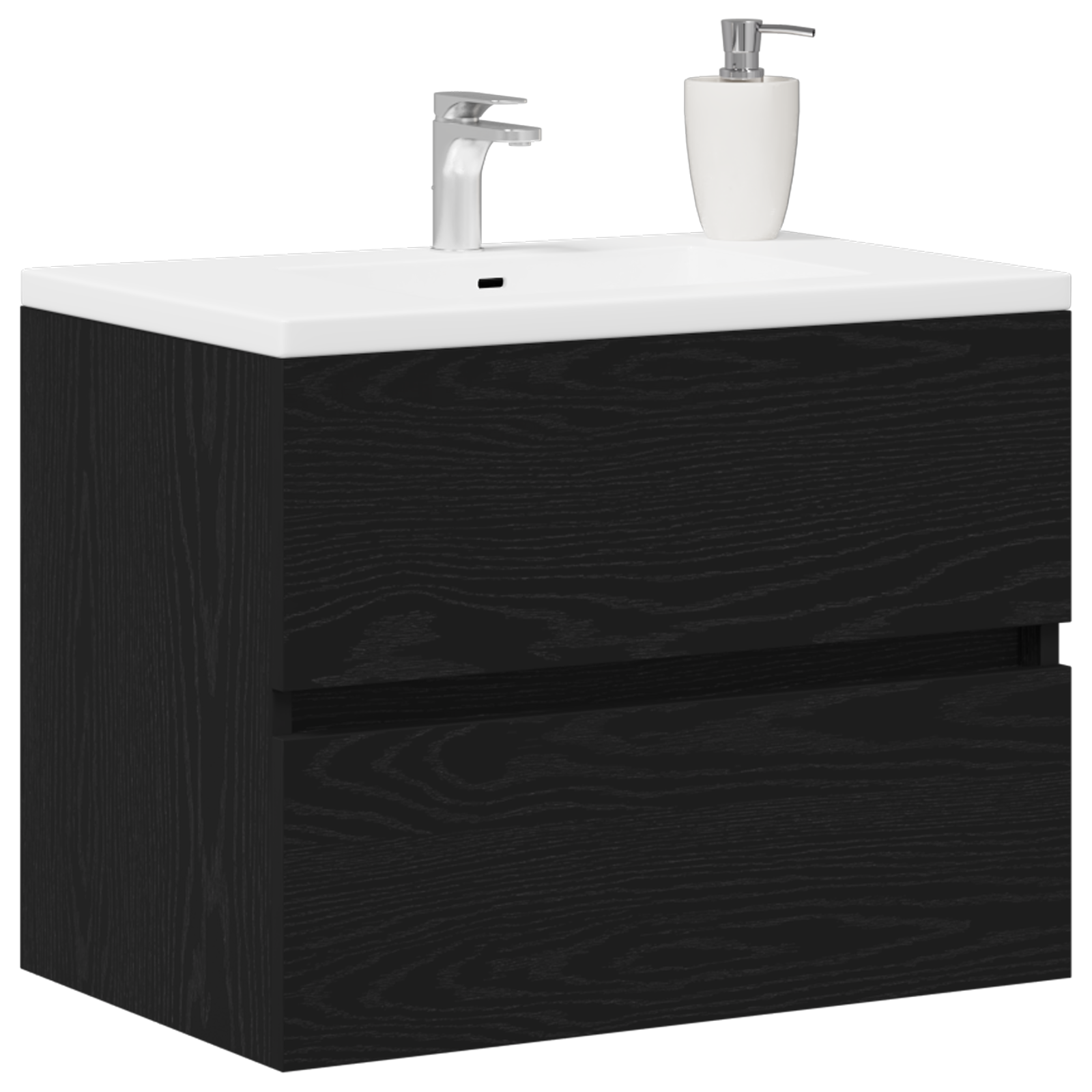 Sink Cabinet Black Oak 60x38.5x45 cm Engineered Wood - Image 3