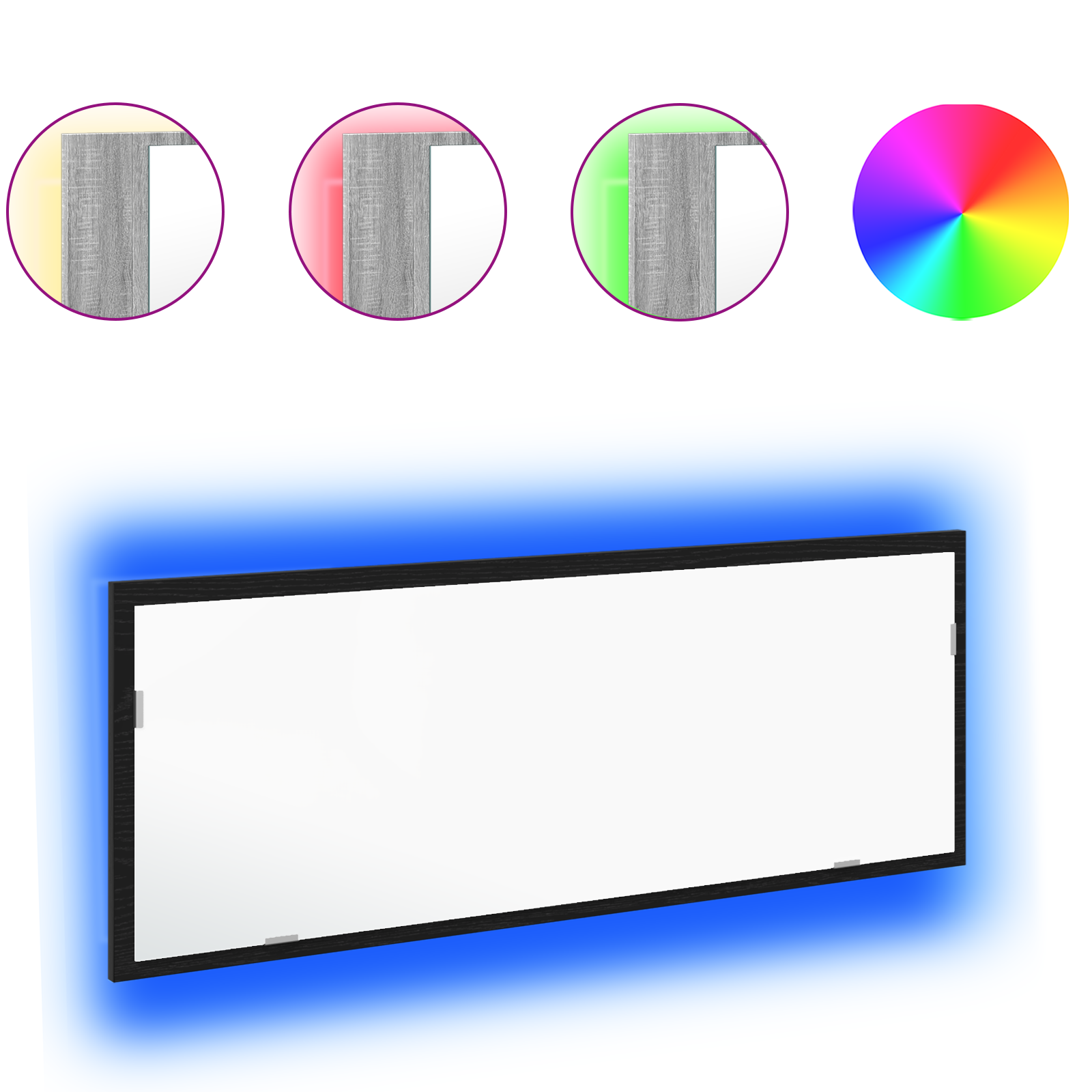 LED Bathroom Mirror Black Oak 100x8.5x37 cm Engineered Wood - Image 3