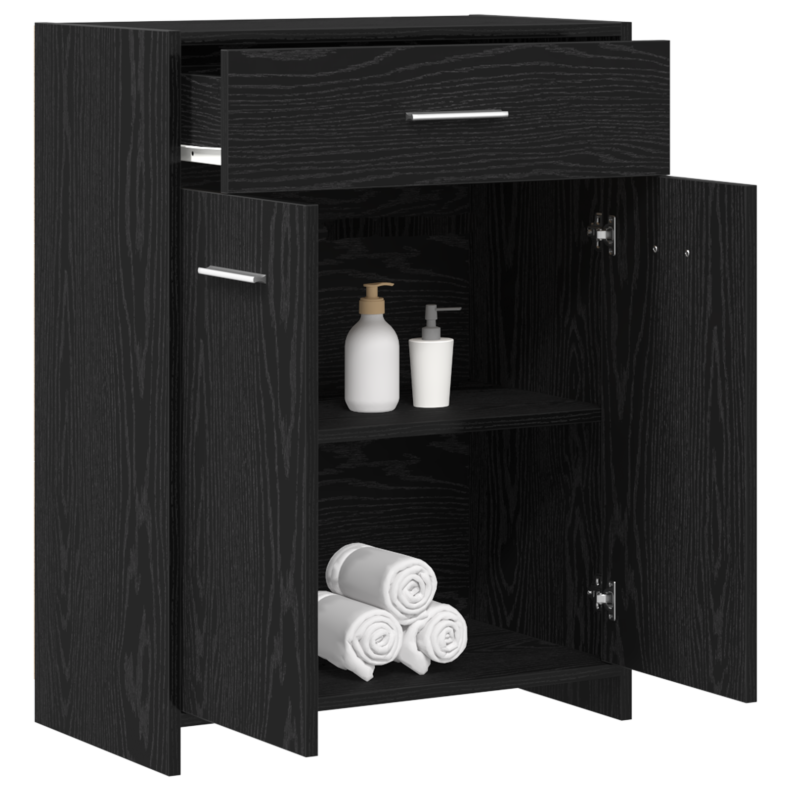 Thumbnail - vidaXL Badezimmer-Schrank Schwarz Eiche 60x33x80 cm aus Ingenieurholz