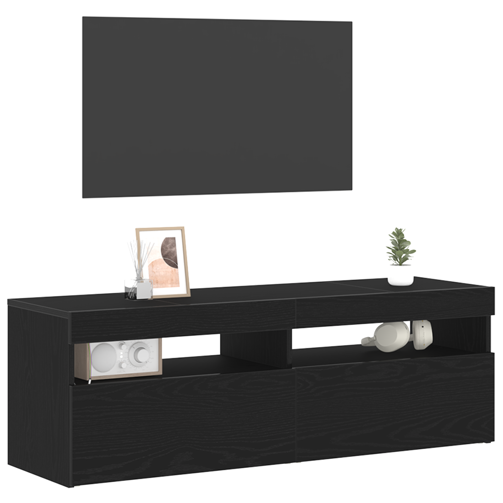 TV Skab med LED Sort Eg 120x35x40 cm Konstrueret Træ 3 image product%2F862553%2FP Staged 862553 WBG Mood 01