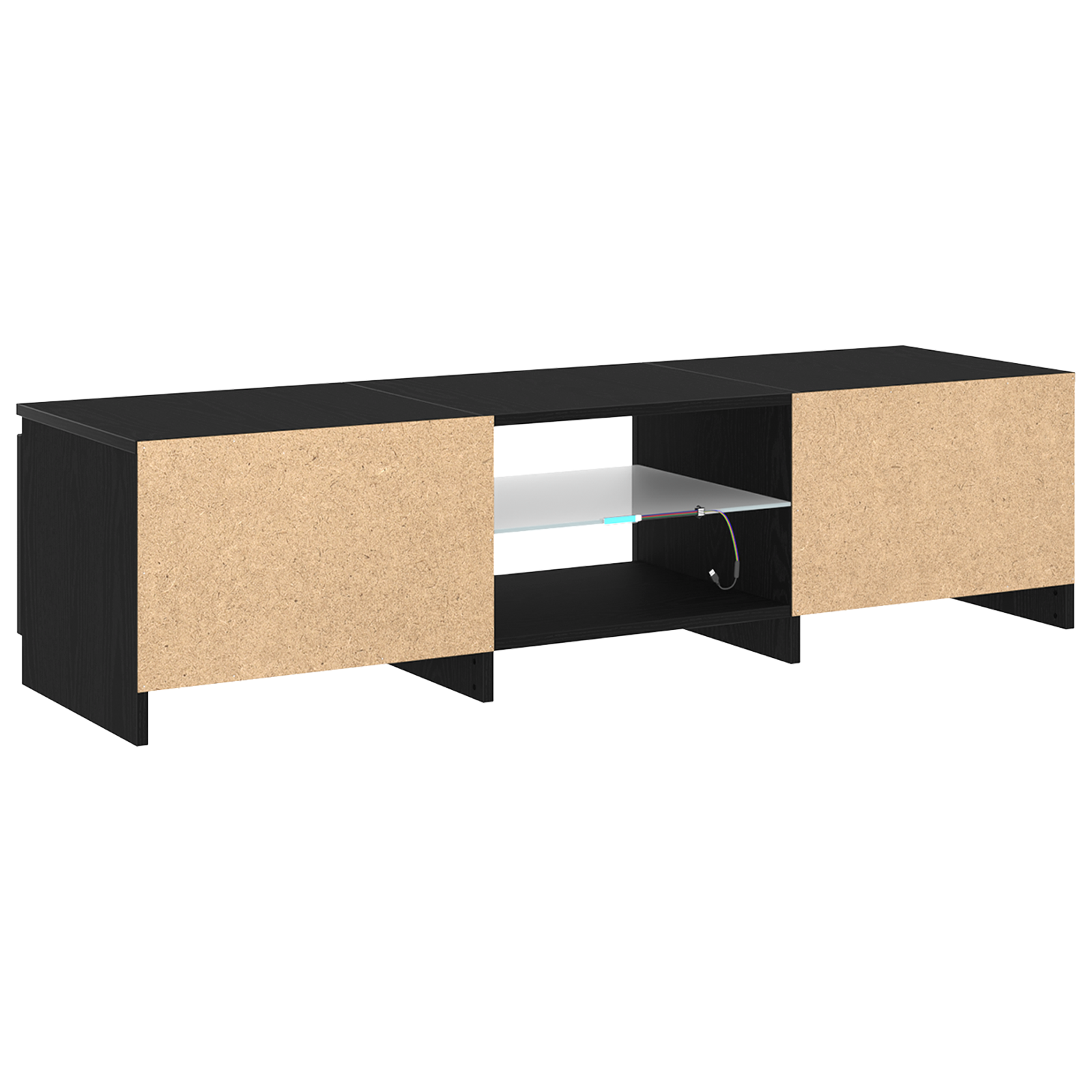 TV Skab med LED Lys - Sort Eg 140x40x35,5 cm - Konstrueret Træ 6 image product%2F862563%2FP Image 862563 WBG Back 04