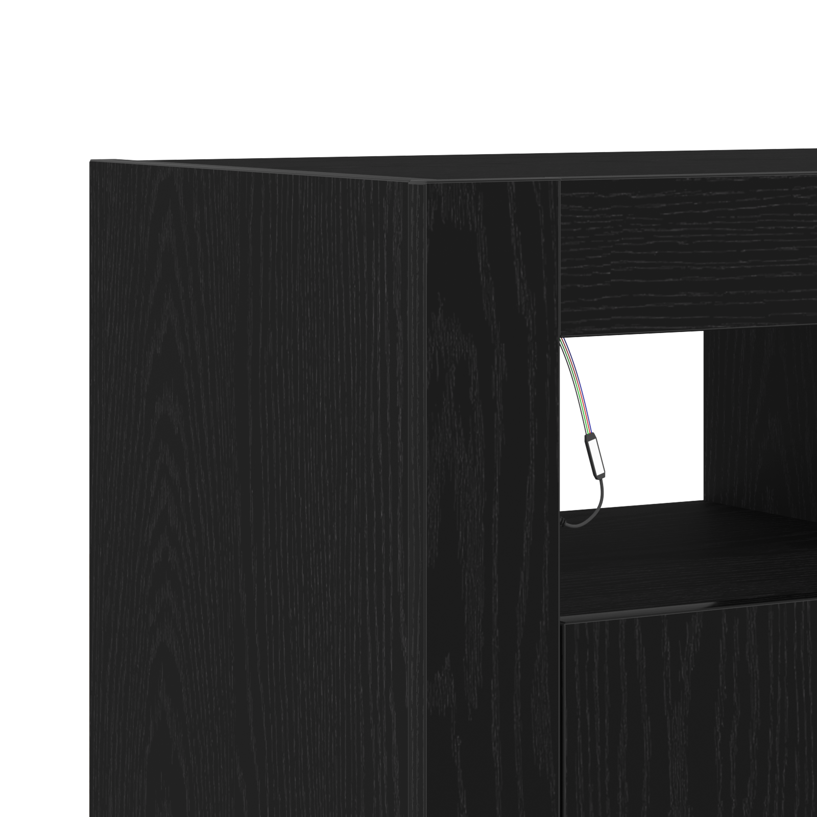 Sideboard with LED Lights - Black Oak - 80x35x75 cm - Engineered Wood - Image 8