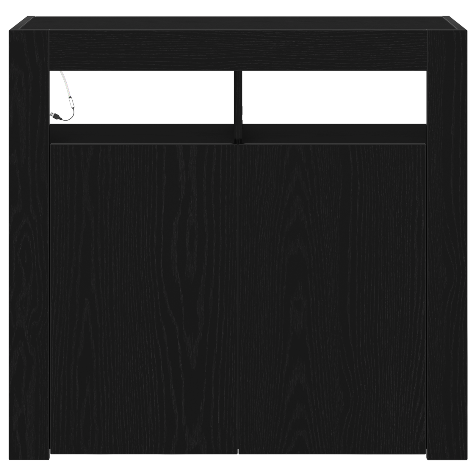 Sideboard with LED Lights - Black Oak - 80x35x75 cm - Engineered Wood - Image 6
