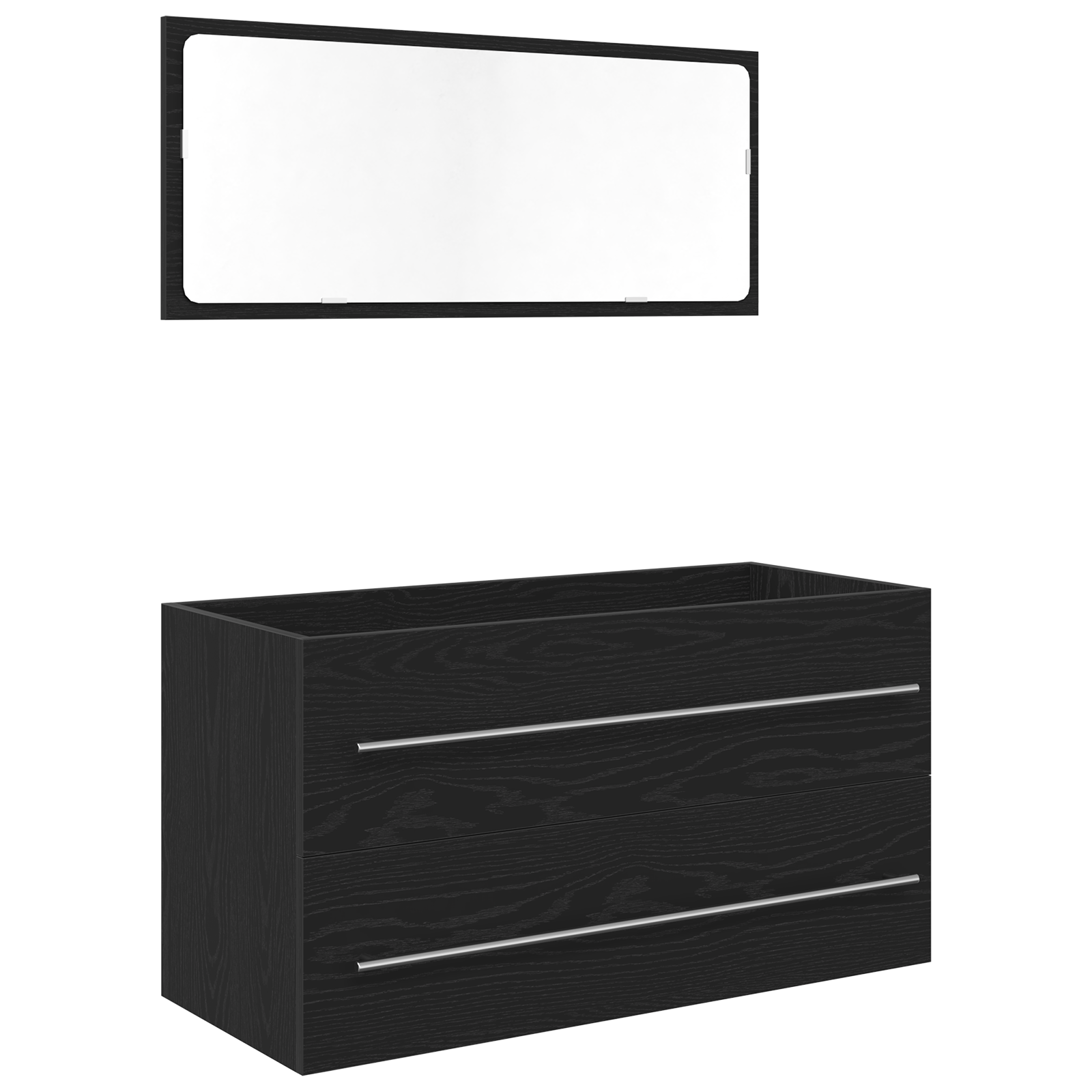 Sink Cabinet with Mirror Black Oak 90x45x1,5 cm Engineered Wood - Image 2