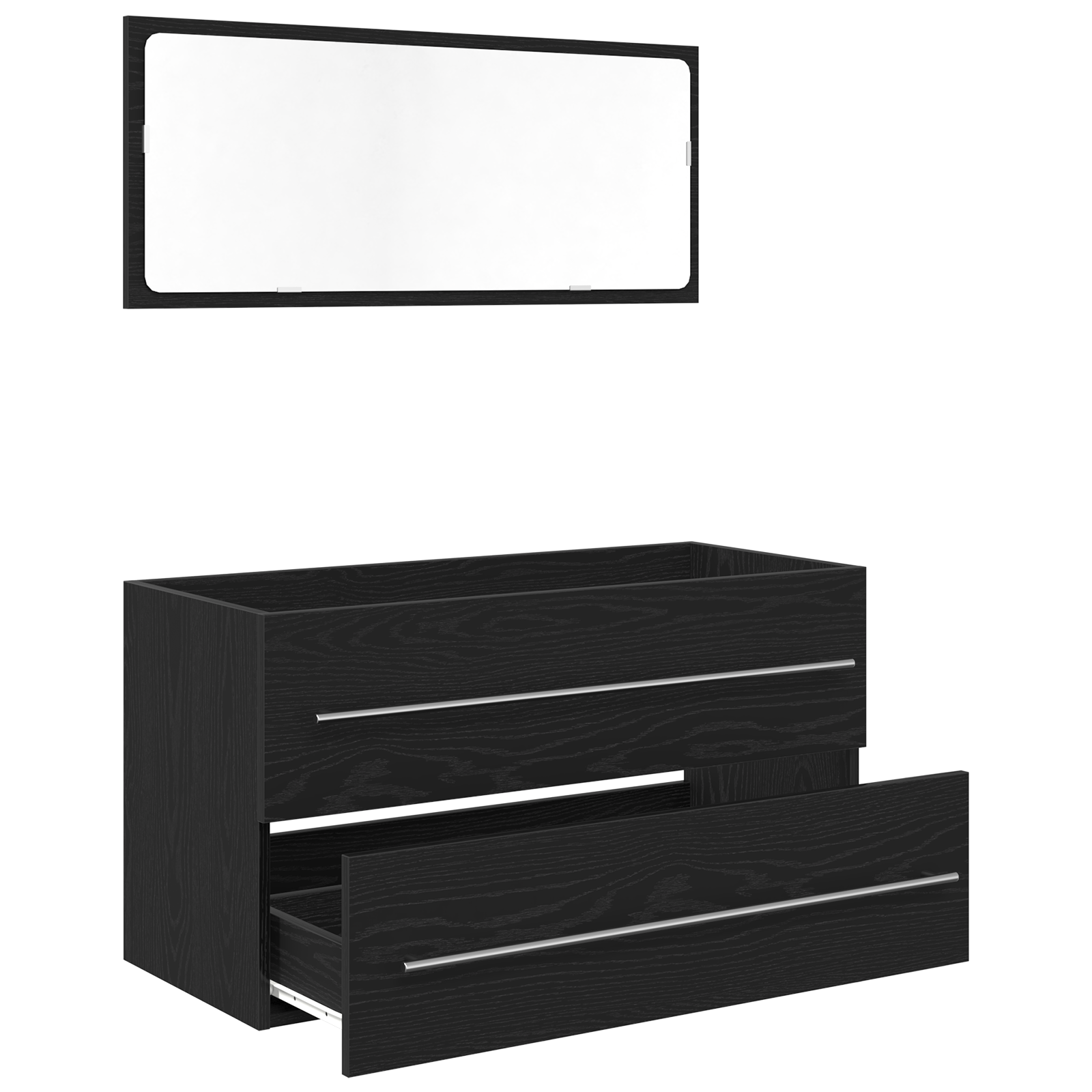 Sink Cabinet with Mirror Black Oak 90x45x1,5 cm Engineered Wood - Image 5