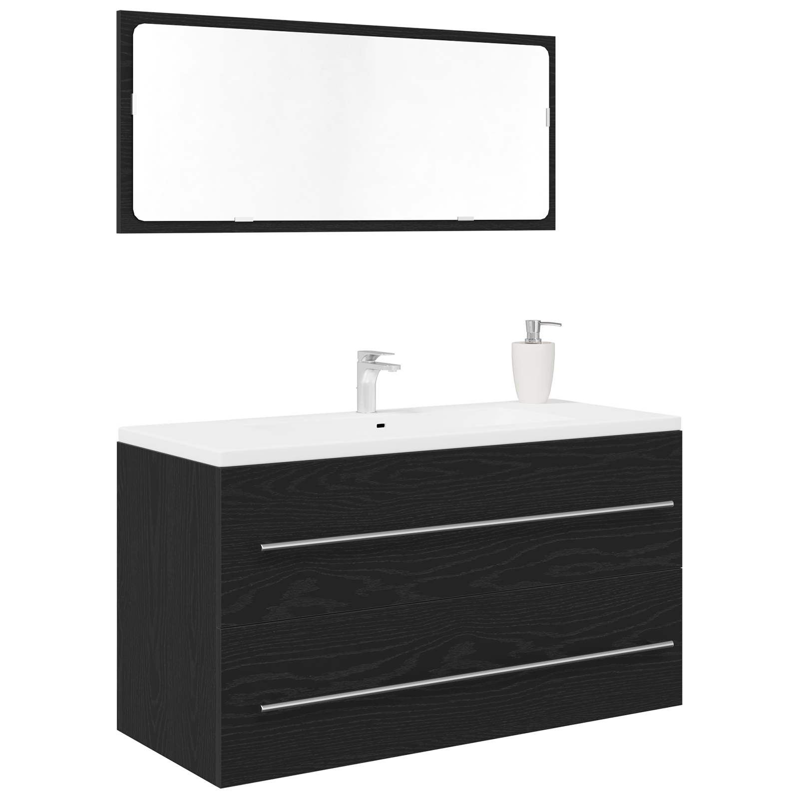 Sink Cabinet with Mirror Black Oak 90x45x1,5 cm Engineered Wood - Image 3