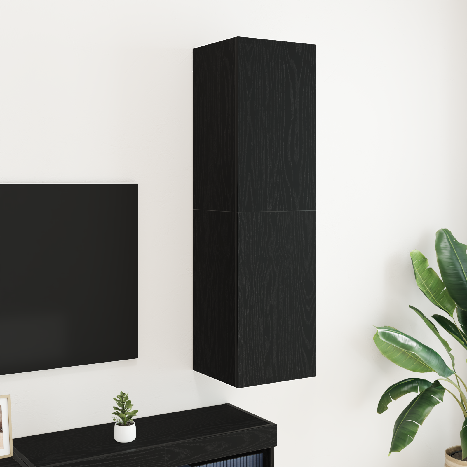 Thumbnail - vidaXL TV-Schrank in Schwarz-Eiche, Maße 30,5 x 30 x 110 cm, aus Holzwerkstoff