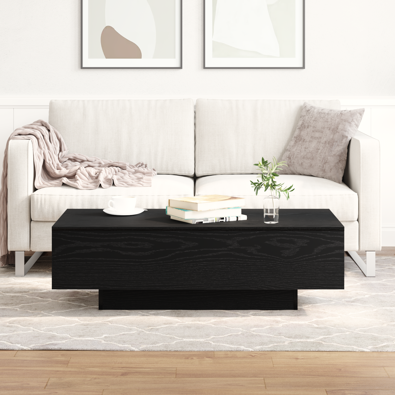 Coffee Table Black Oak 100x30x36,5 cm Engineered Wood