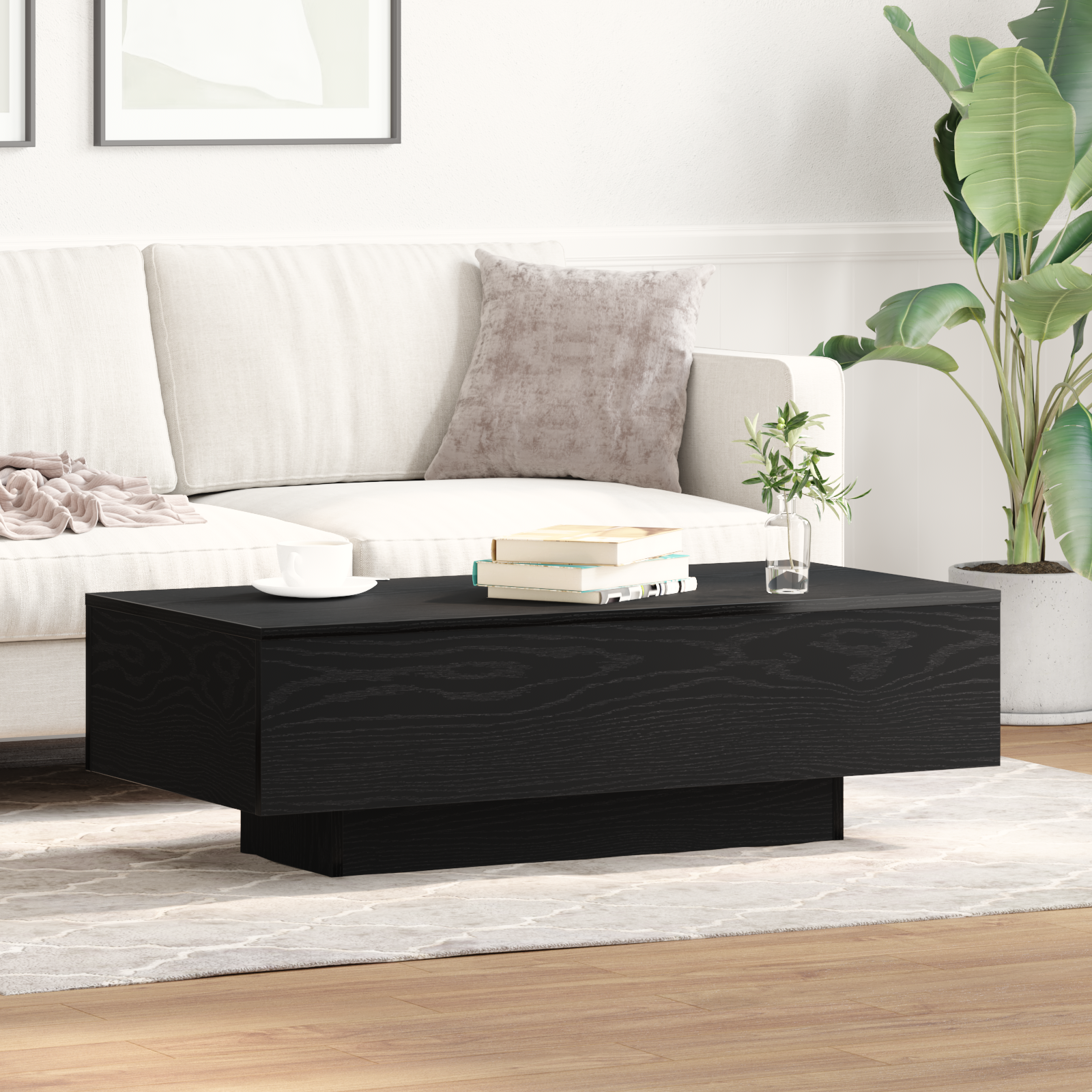 Coffee Table Black Oak 100x30x36,5 cm Engineered Wood - Image 4