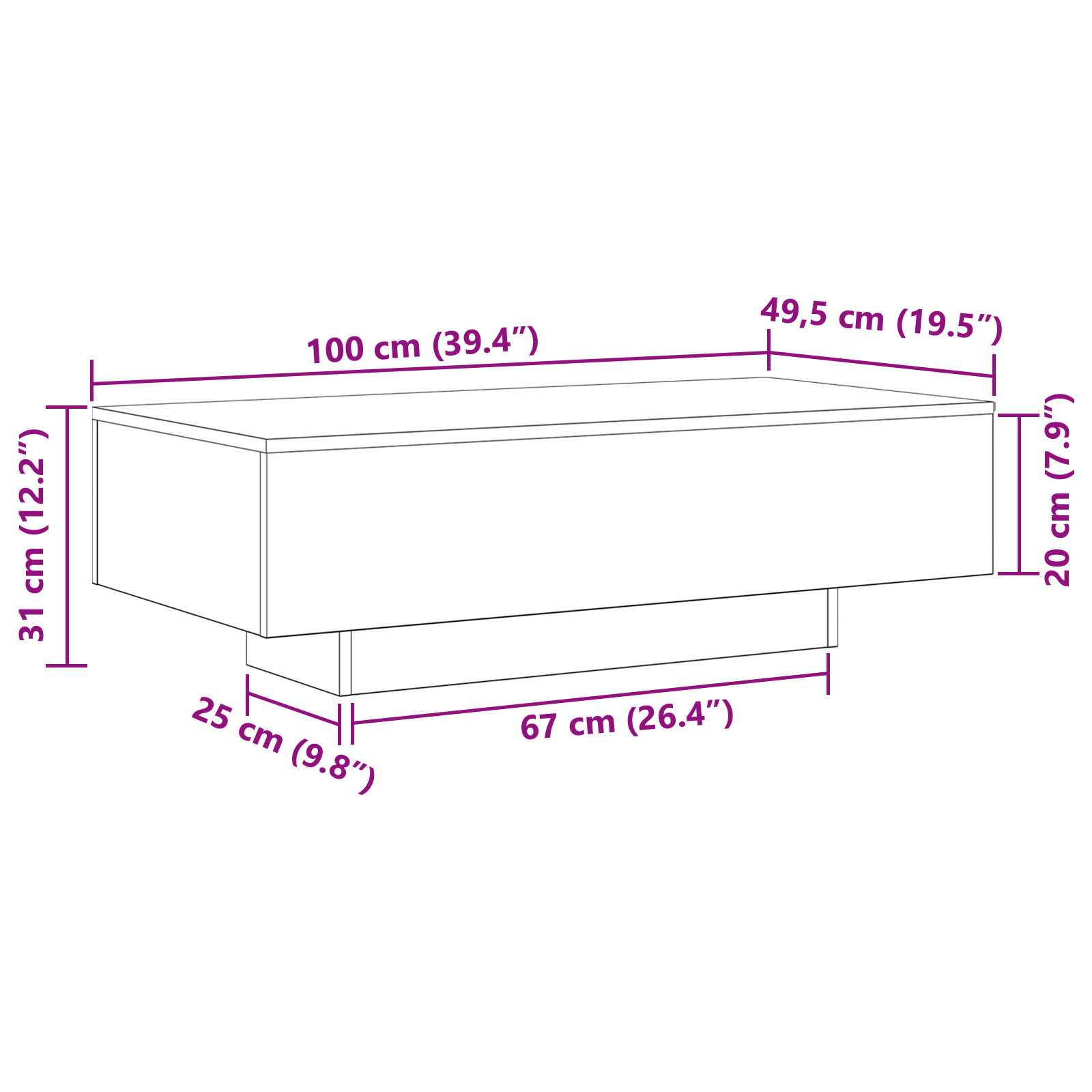 Coffee Table Black Oak 100x30x36,5 cm Engineered Wood - Image 9