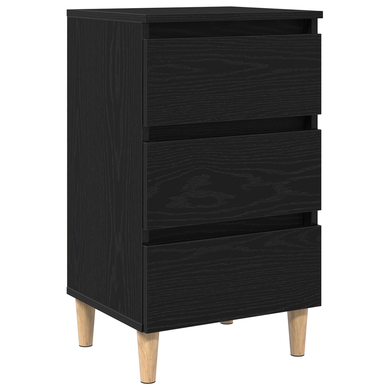 Bedside Cabinet with Wooden Leg Black Oak 40x35x69 cm - Image 2