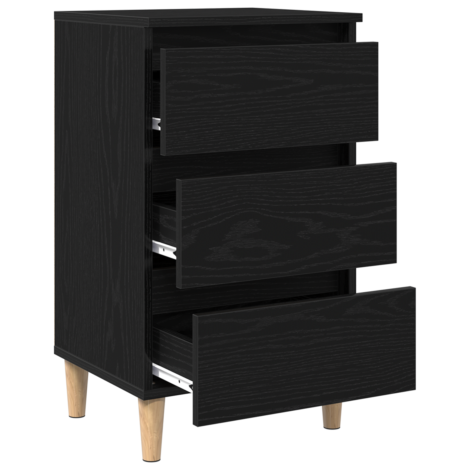 Bedside Cabinet with Wooden Leg Black Oak 40x35x69 cm - Image 5