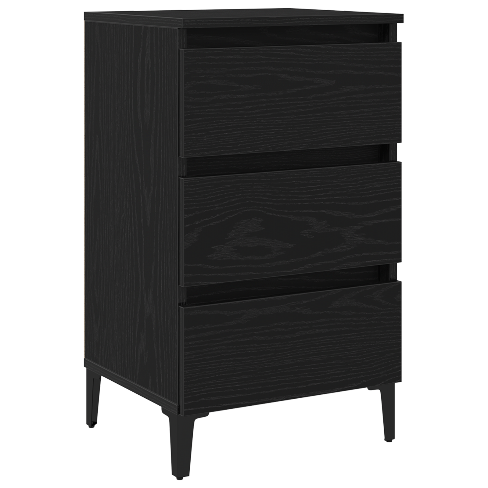 Bedside Cabinet with Metal Leg Black Oak 40x35x69 cm - Image 2