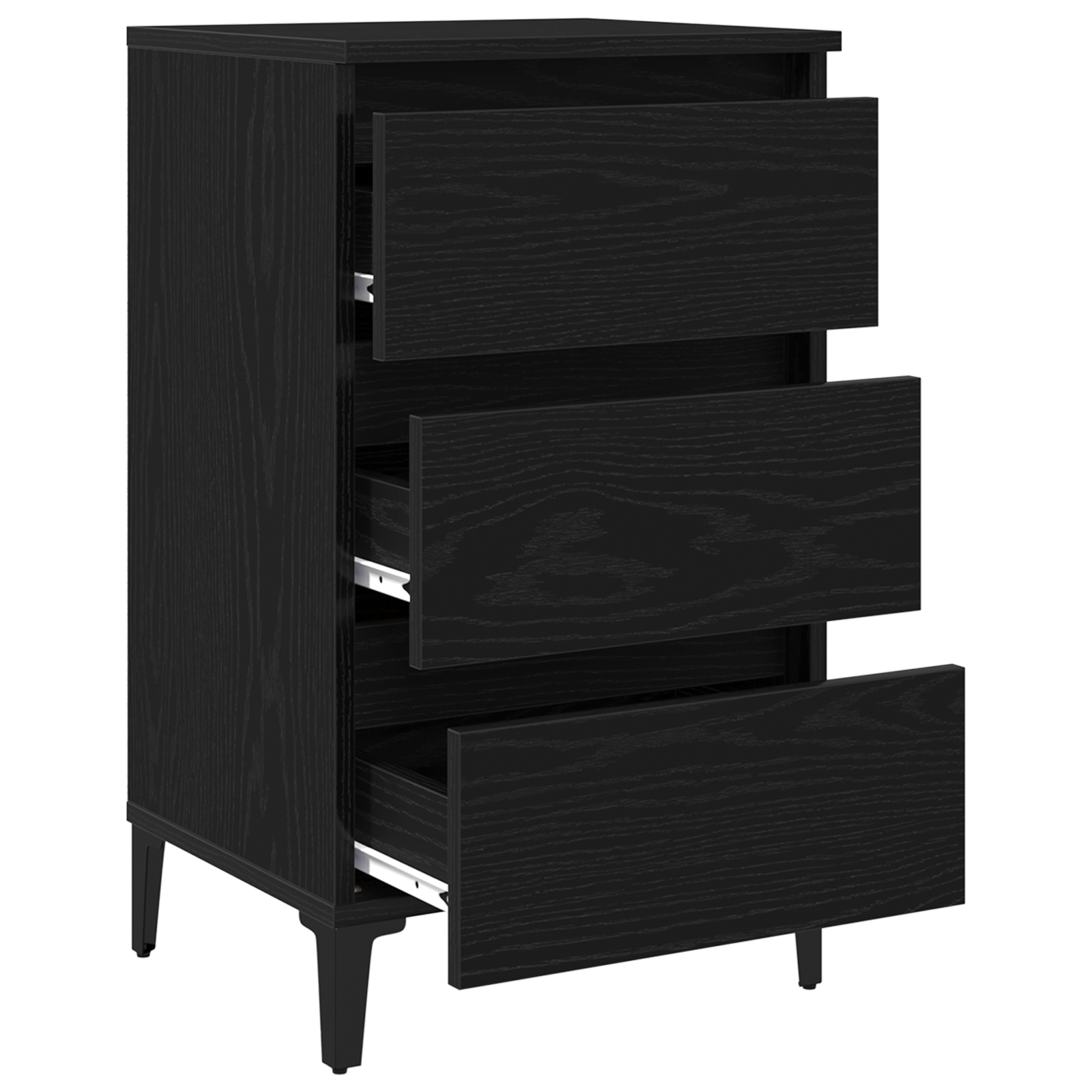 Bedside Cabinet with Metal Leg Black Oak 40x35x69 cm - Image 5