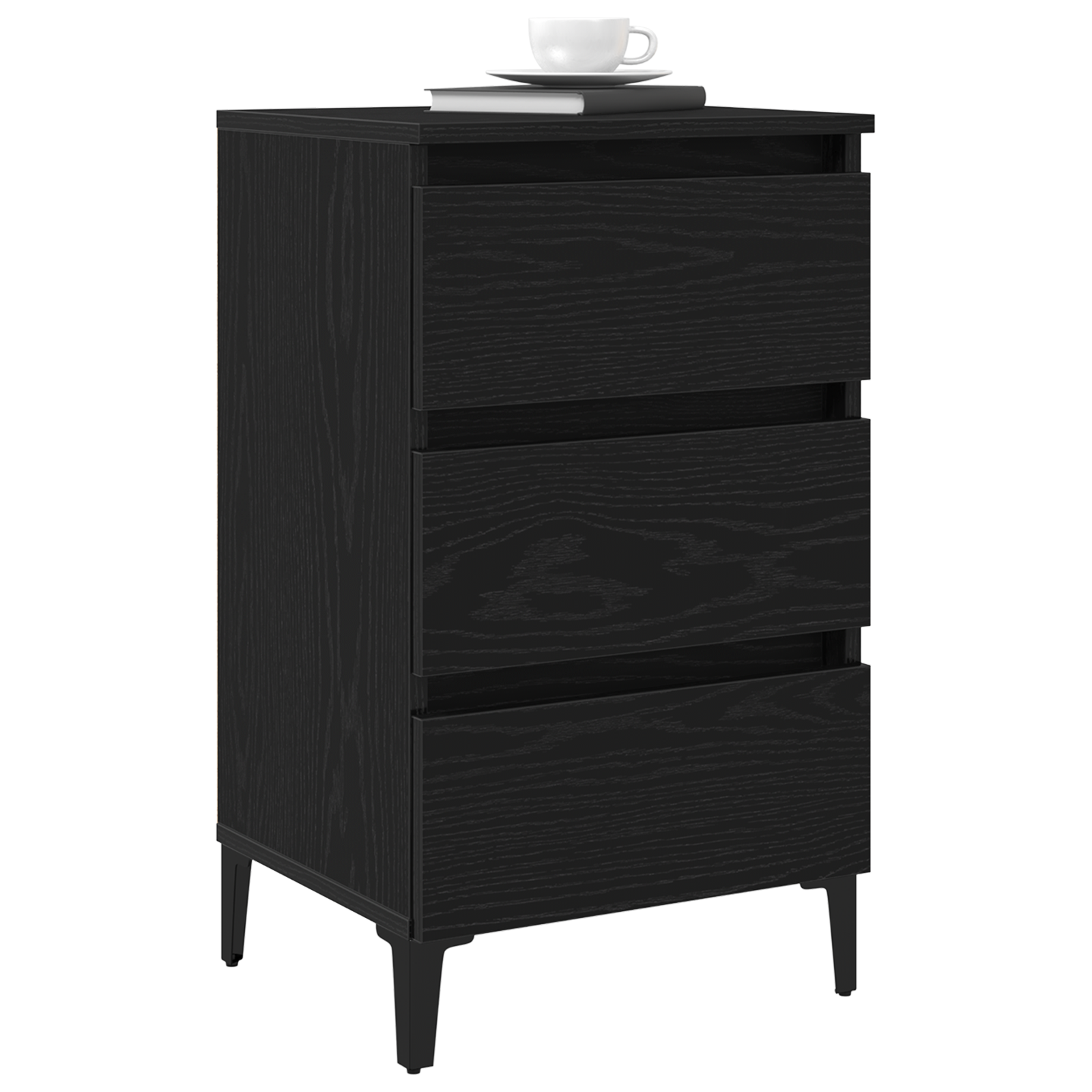 Bedside Cabinet with Metal Leg Black Oak 40x35x69 cm - Image 3