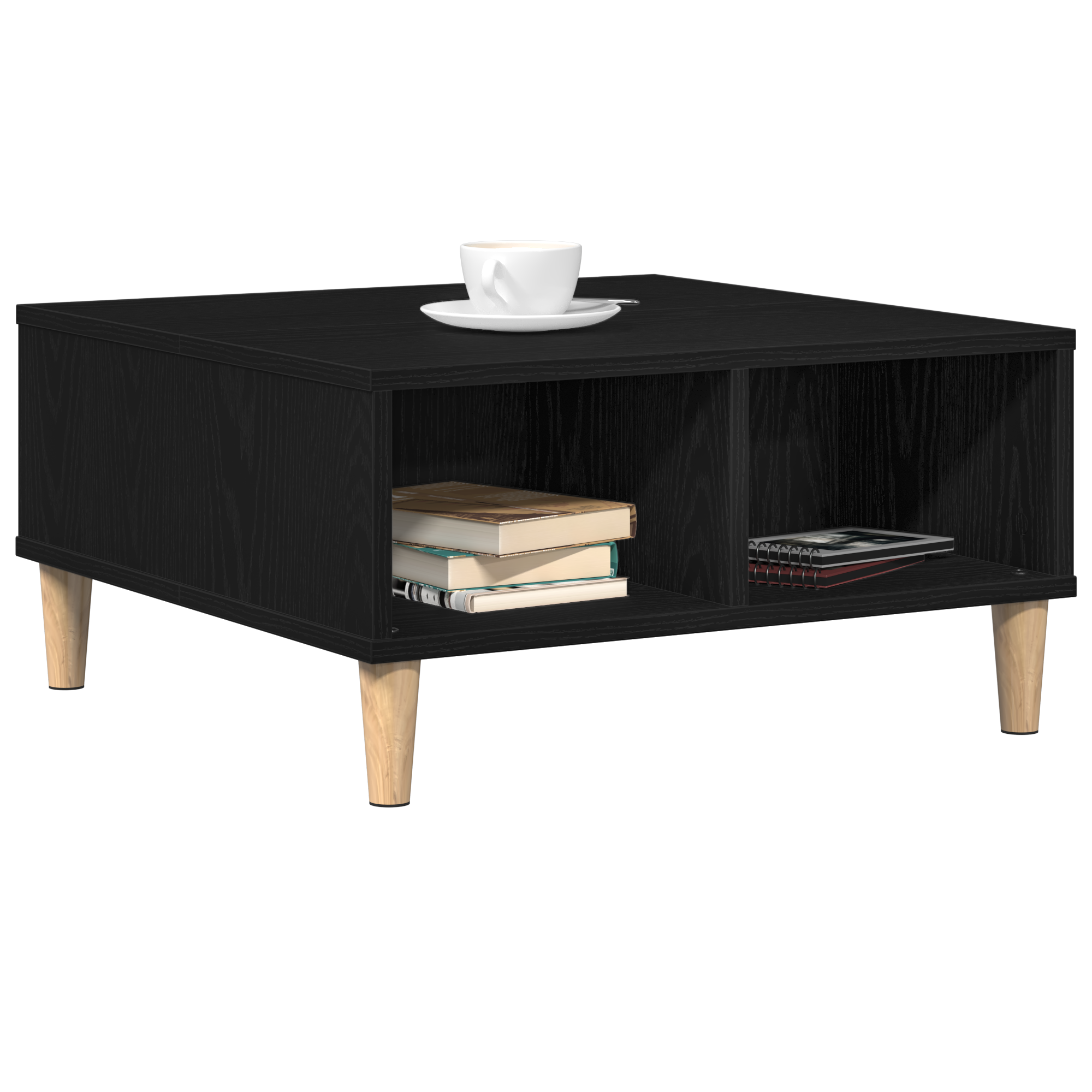 Black Oak Coffee Table - 60x60x30 cm, Made of Engineered Wood - Image 3