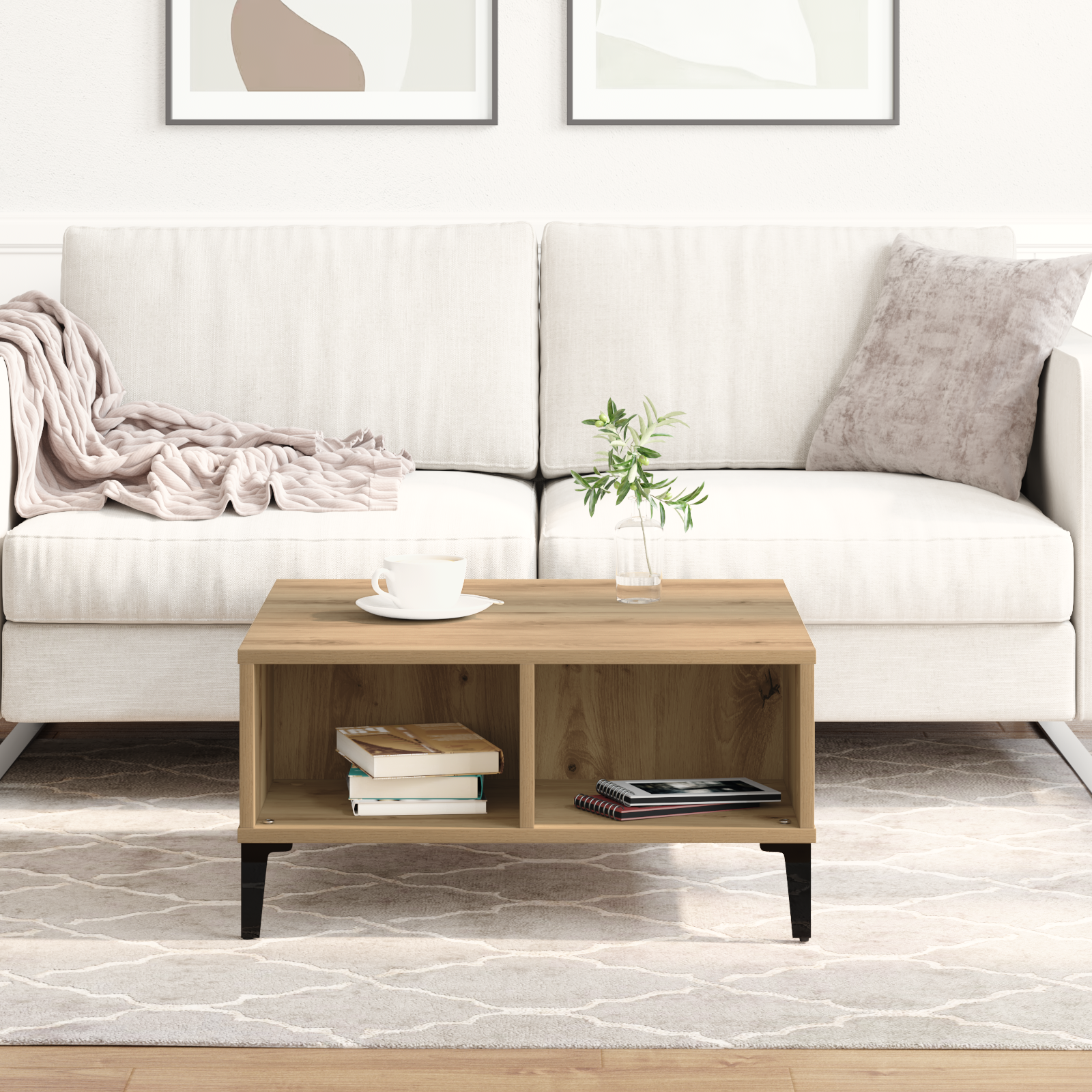 Coffee Table Artisan Oak 60x60x30 cm Engineered Wood - Image 4