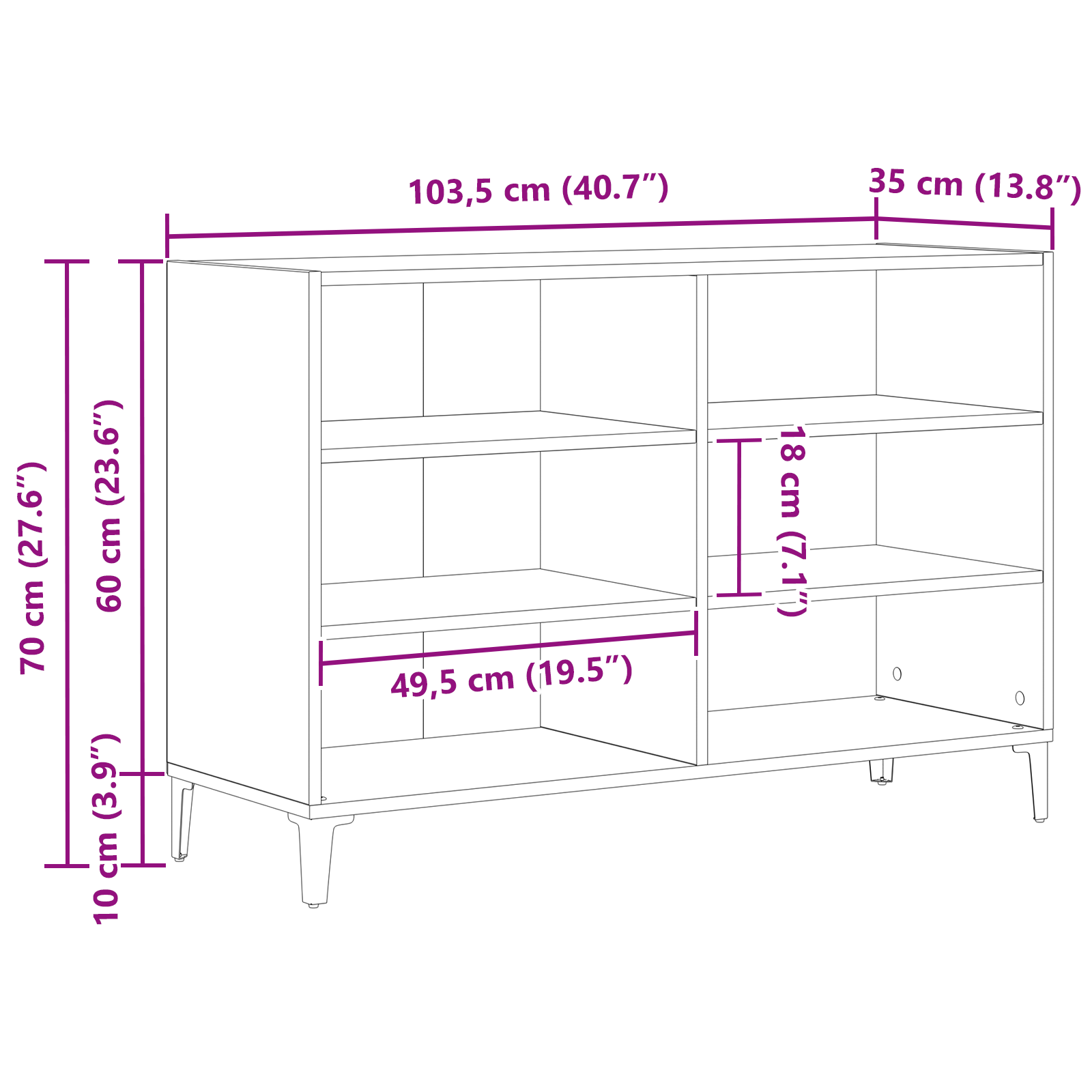 Black Oak Sideboard 103.5x35x70 cm Made of Engineered Wood - Image 10