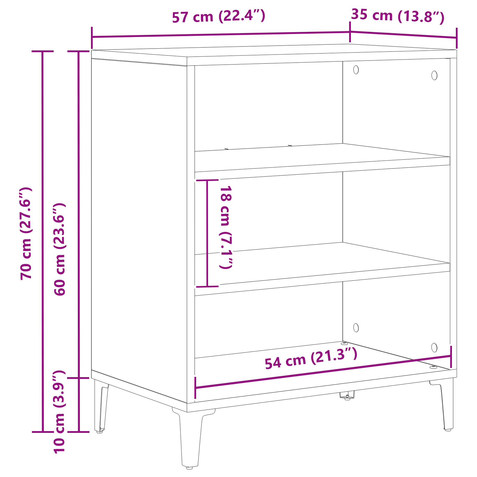 Black Oak Sideboard - 57x35x70 cm, Engineered Wood - Image 10