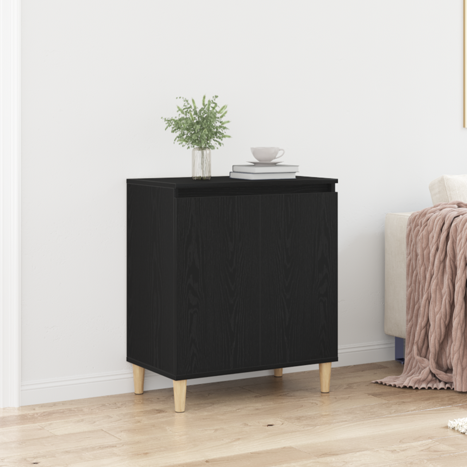 Black Oak Sideboard, 60x35x70 cm, Made of Engineered Wood