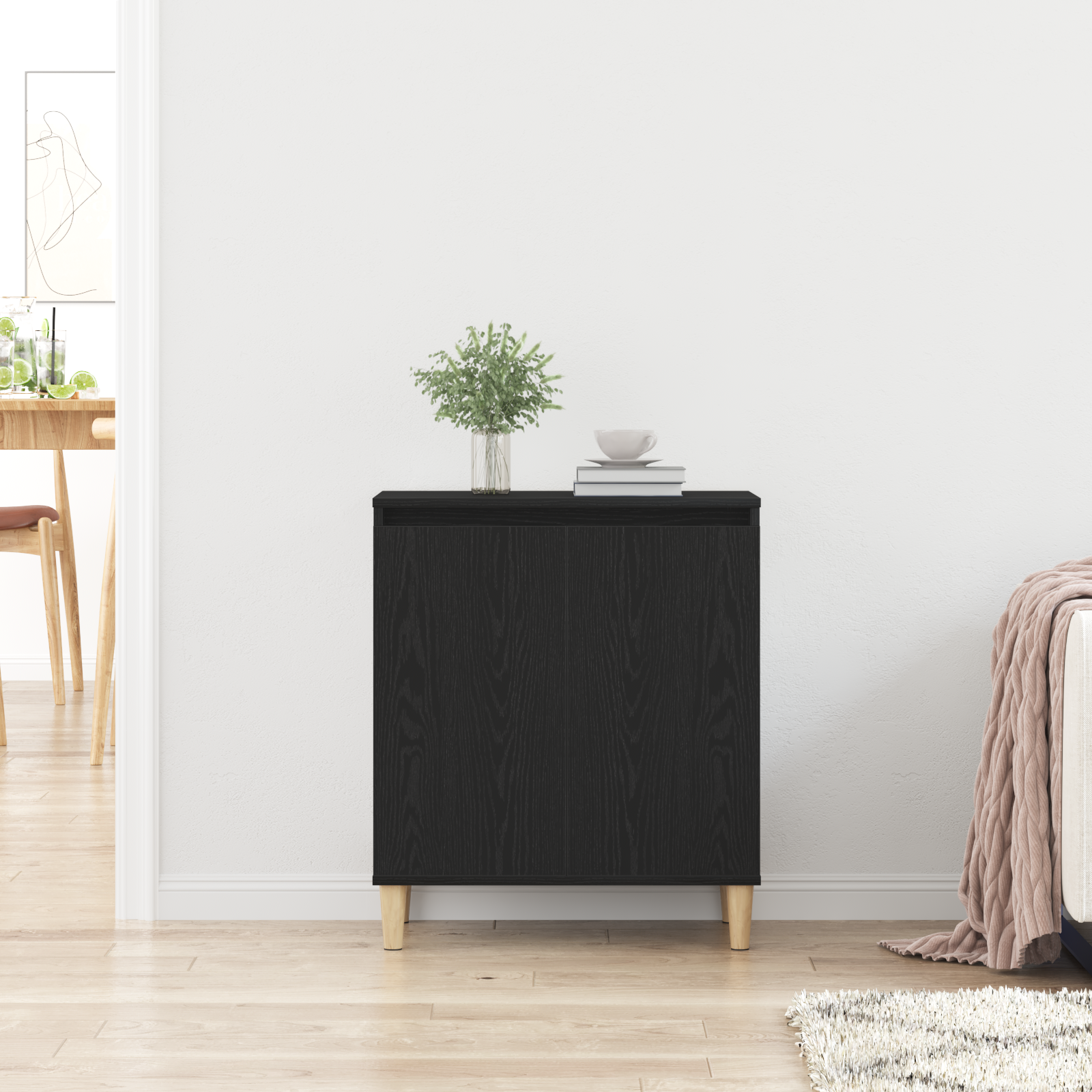 Black Oak Sideboard, 60x35x70 cm, Made of Engineered Wood - Image 4