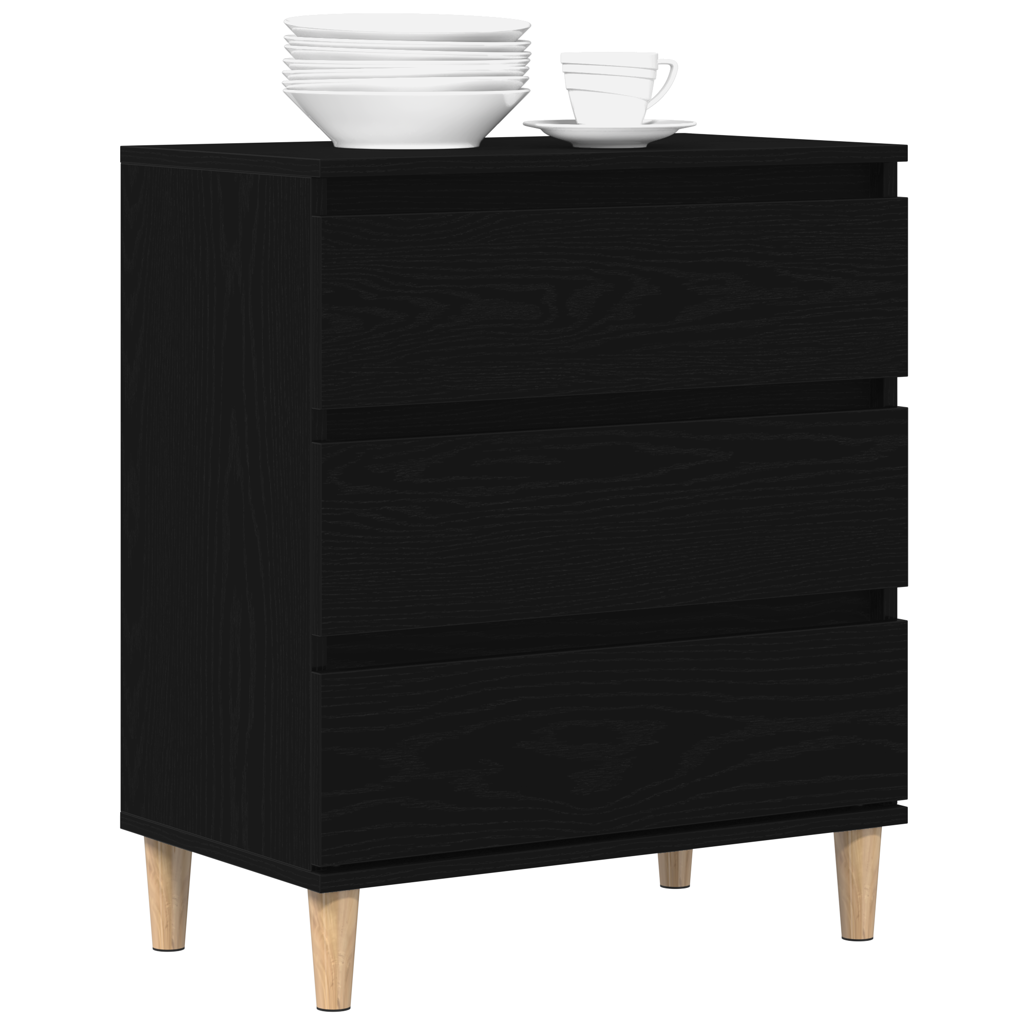 Sideboard Black Oak 60x35x70 cm Engineered Wood - Image 3