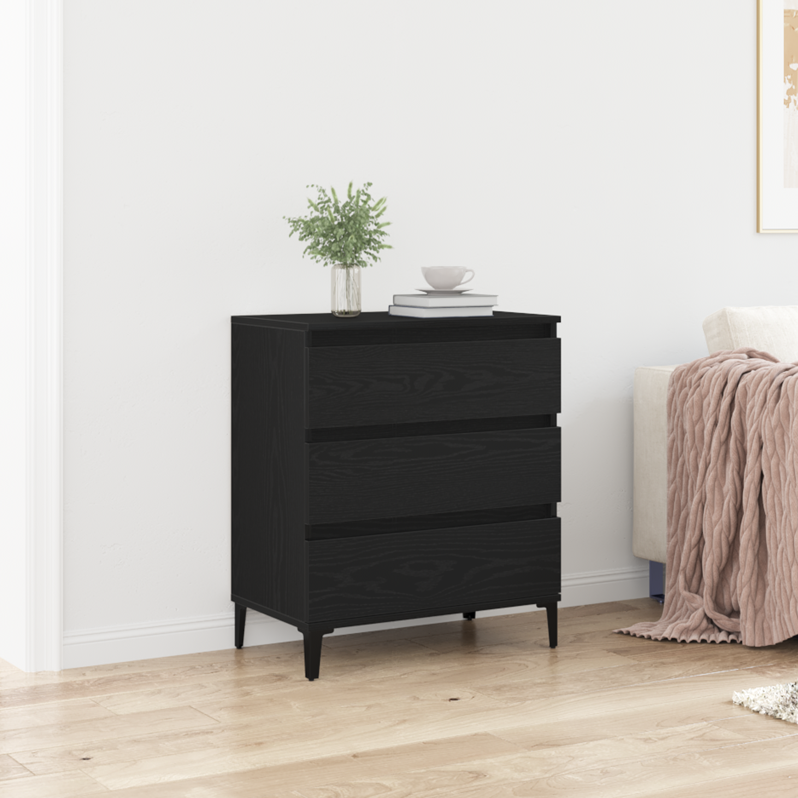 Thumbnail - vidaXL Sideboard Schwarz Eiche 60x35x70 cm Holzwerkstoff