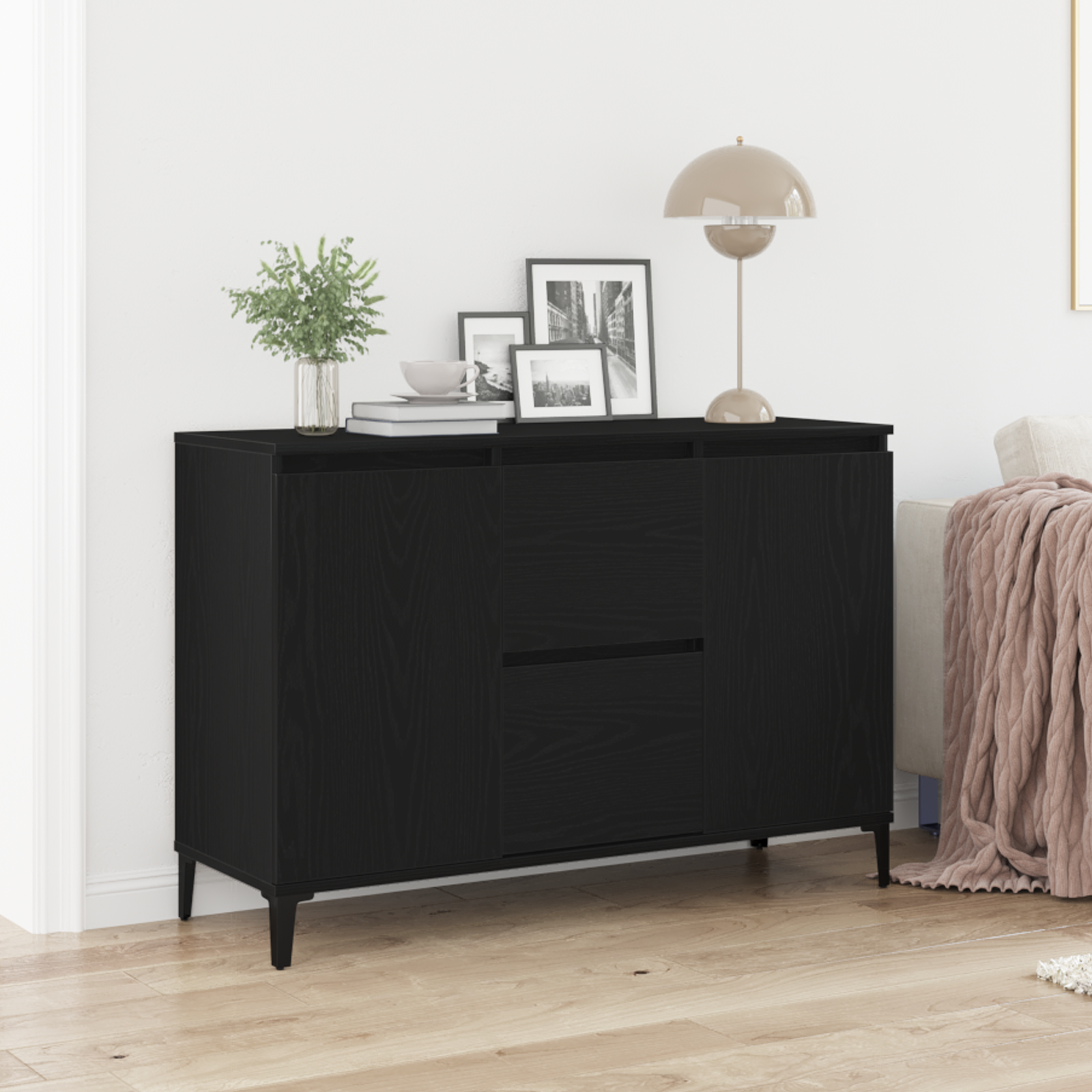Thumbnail - vidaXL Sideboard Schwarz Eiche 104x35x70 cm Holzwerkstoff
