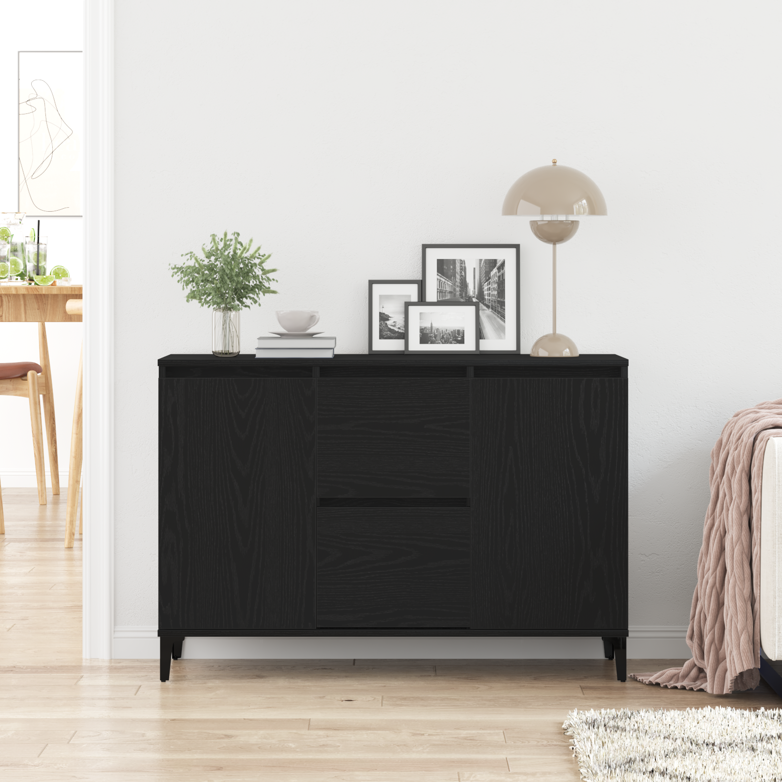Black Oak Sideboard - 104x35x70 cm, Made from Engineered Wood - Image 4