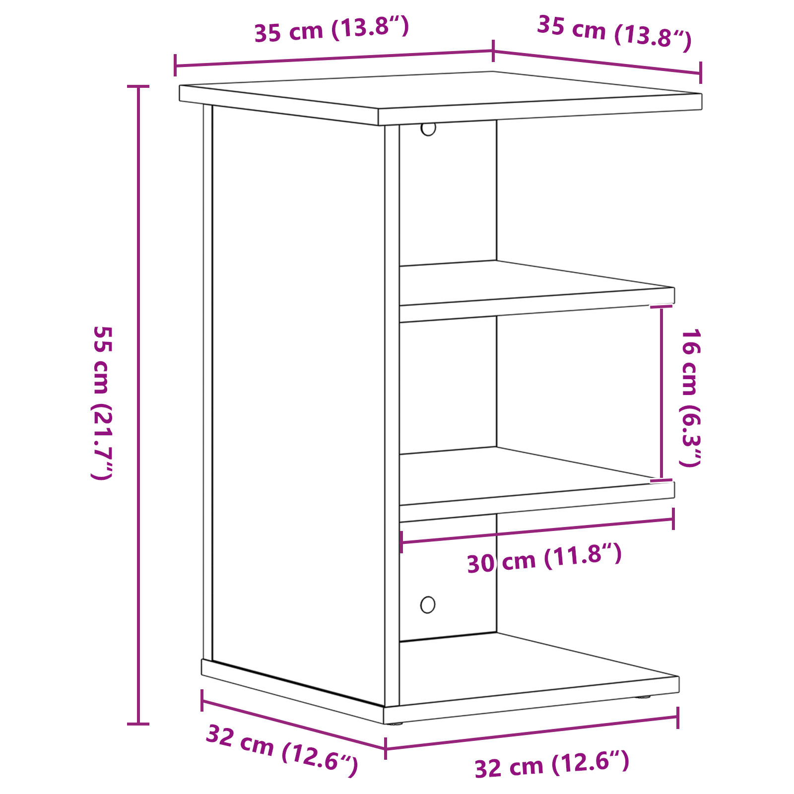 Side Cabinet Black Oak 35x35x55 cm Engineered wood - Image 9