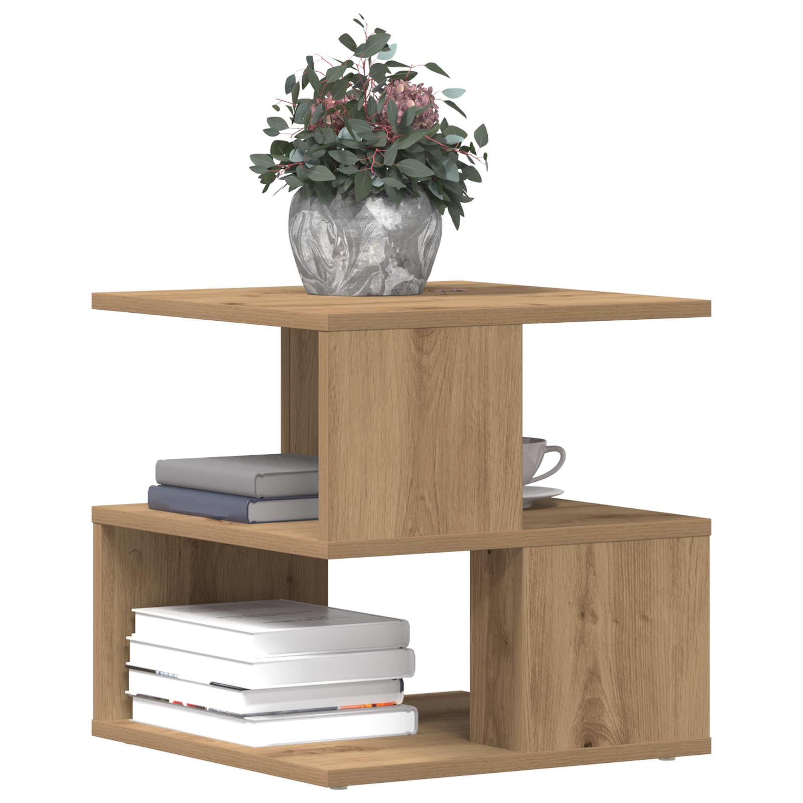 Side Table Artisan Oak 40x40x40 cm Made of Engineered Wood - Image 3