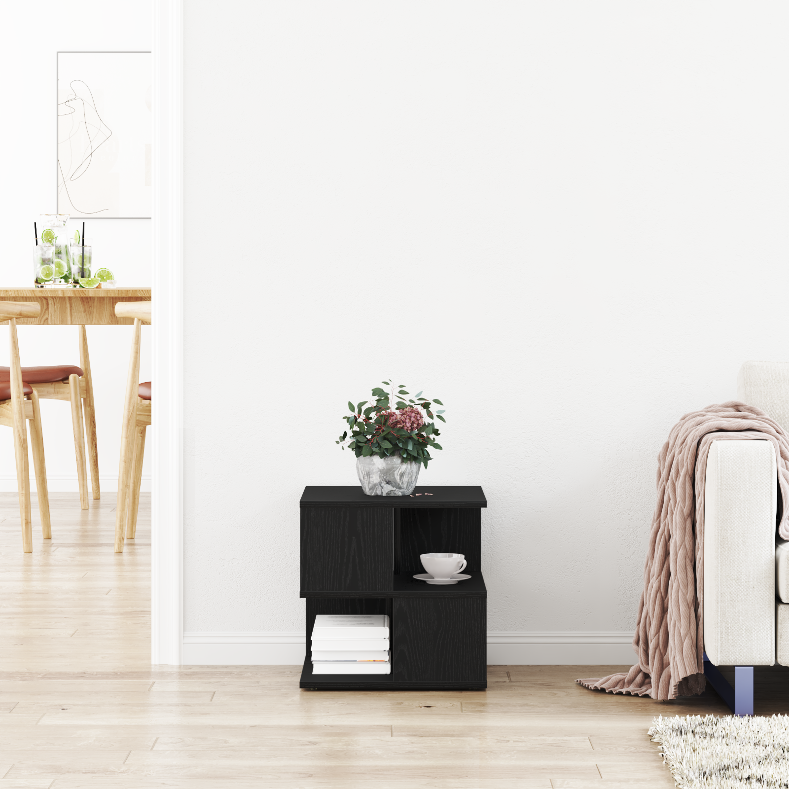 Side Table Black oak Solid Oak wood 40x40x40 cm Storage - Image 4