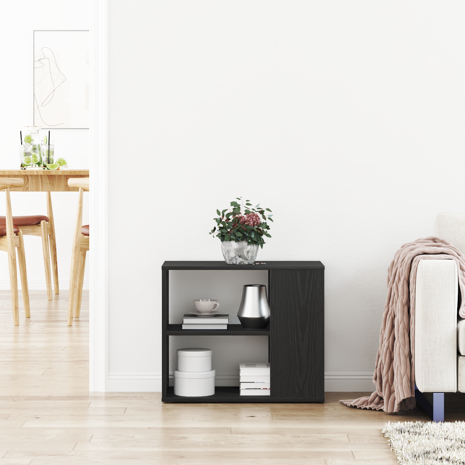 Black Oak Sideboard - 60 cm x 30 cm x 50 cm - Made from Engineered Wood - Image 4