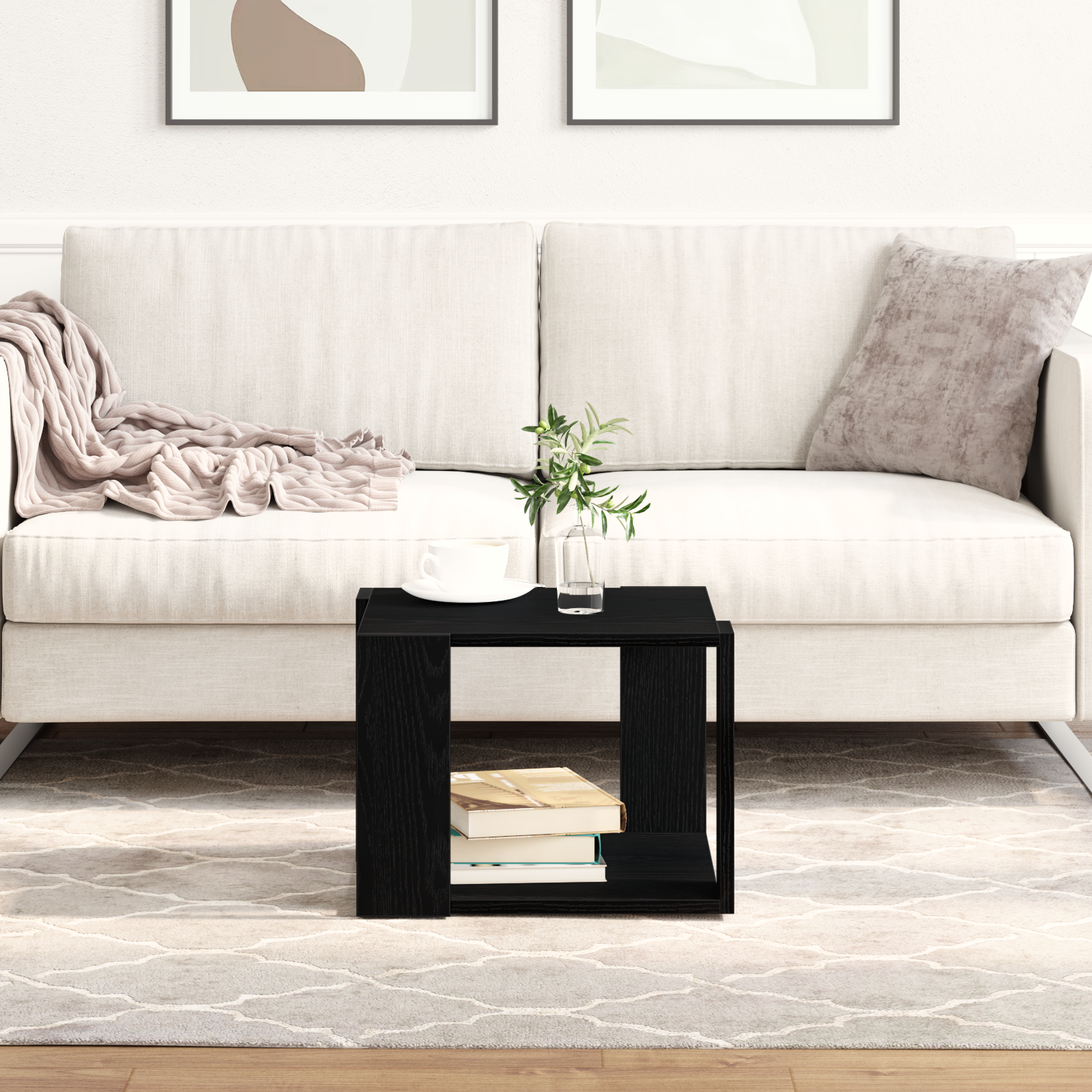 Coffee Table Black oak 40x40x30 cm Engineered wood
