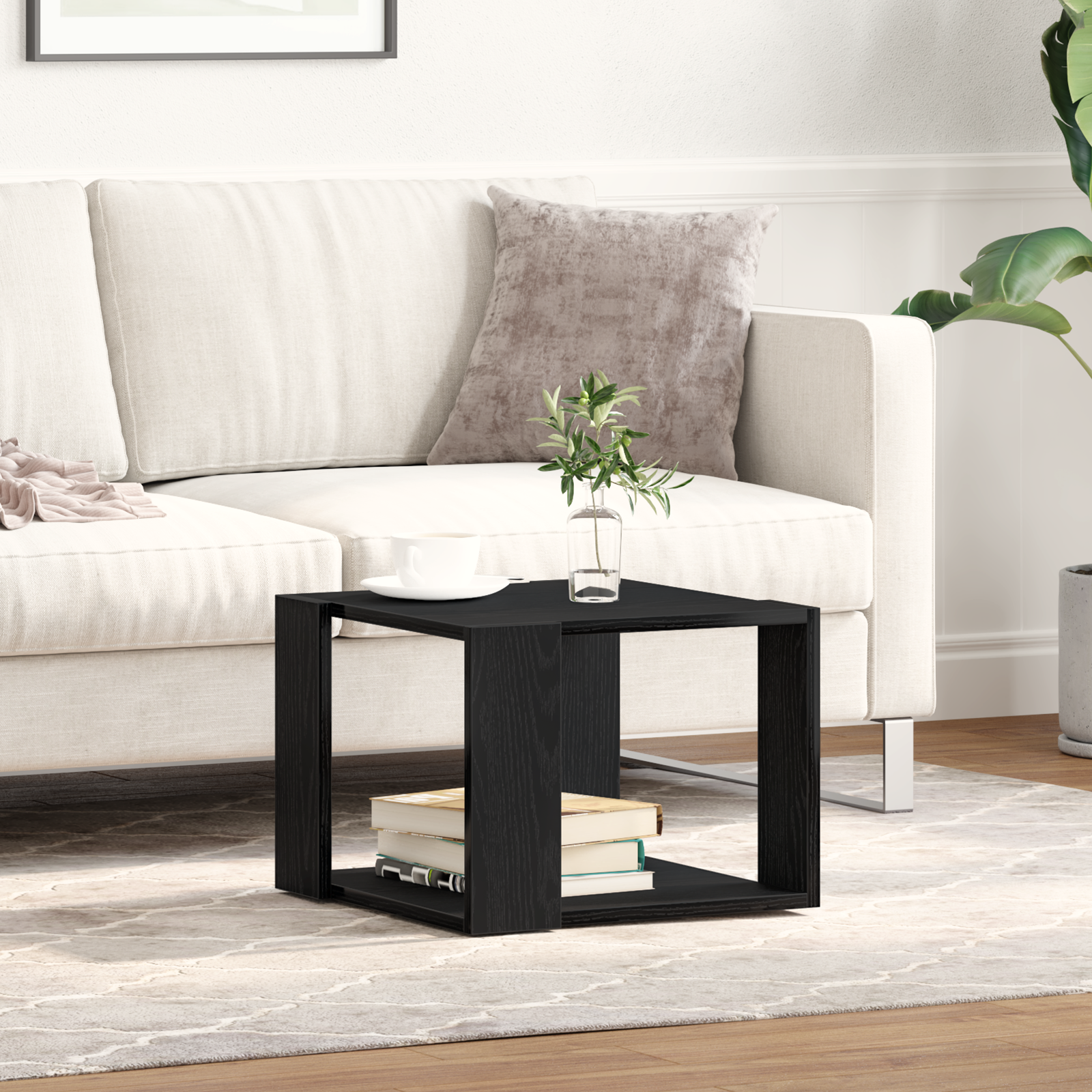 Coffee Table Black oak 40x40x30 cm Engineered wood - Image 4