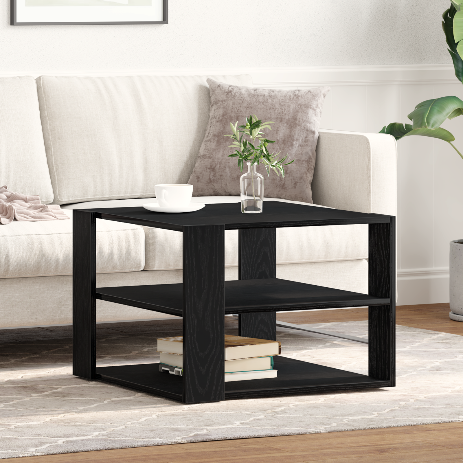 Coffee Table Black Oak 59,5x59,5x40 cm Engineered Wood - Image 4
