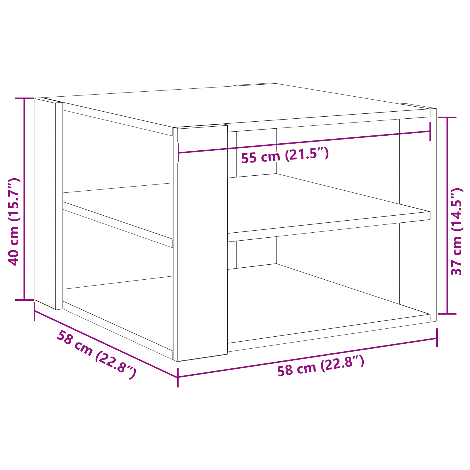 Coffee Table Black Oak 59,5x59,5x40 cm Engineered Wood - Image 9