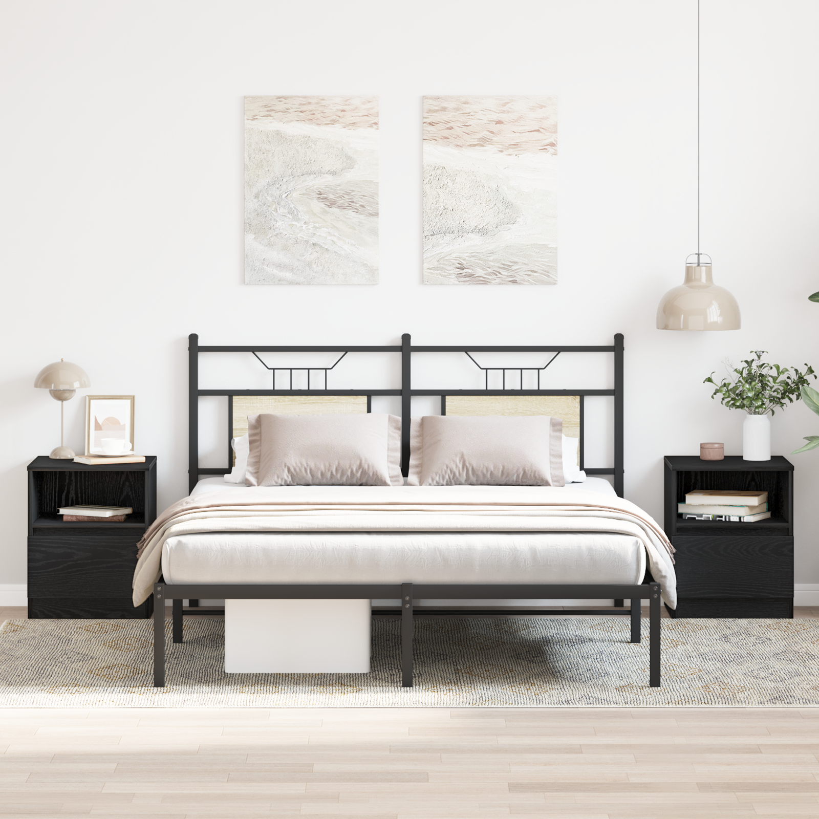 Nightstands 2-Pack Black Oak 40x40x50 cm Made of Engineered Wood