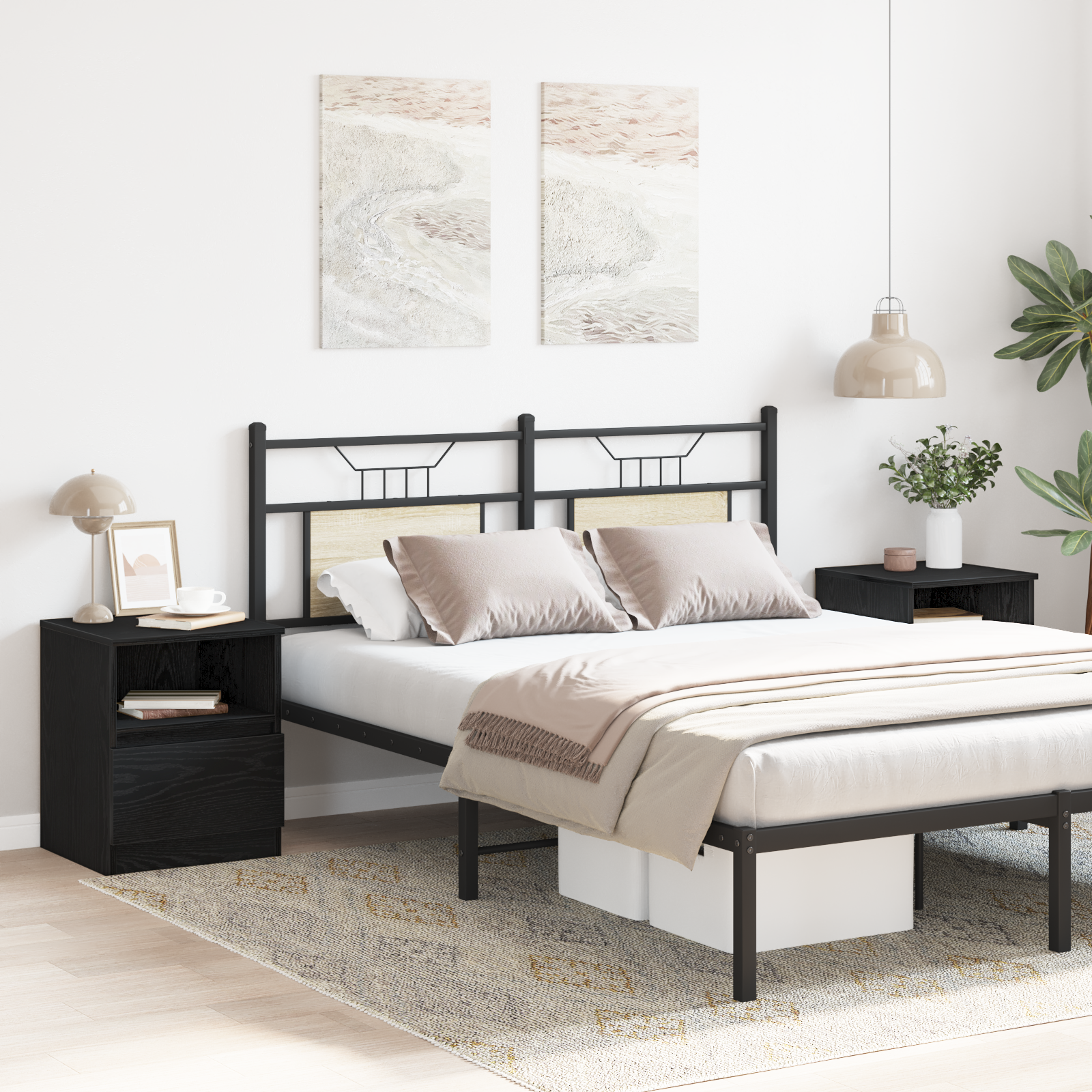 Nightstands 2-Pack Black Oak 40x40x50 cm Made of Engineered Wood - Image 4