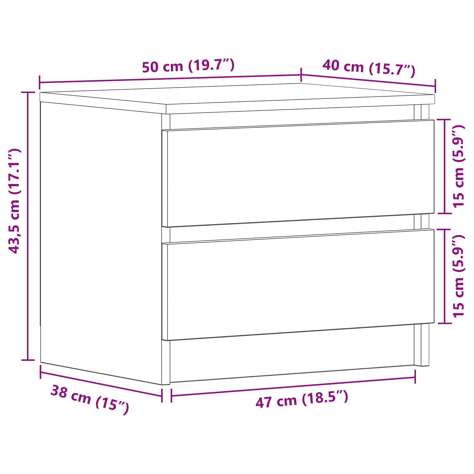 Nightstand Black Oak 50x40x43.5 cm Made of Engineered Wood - Image 11